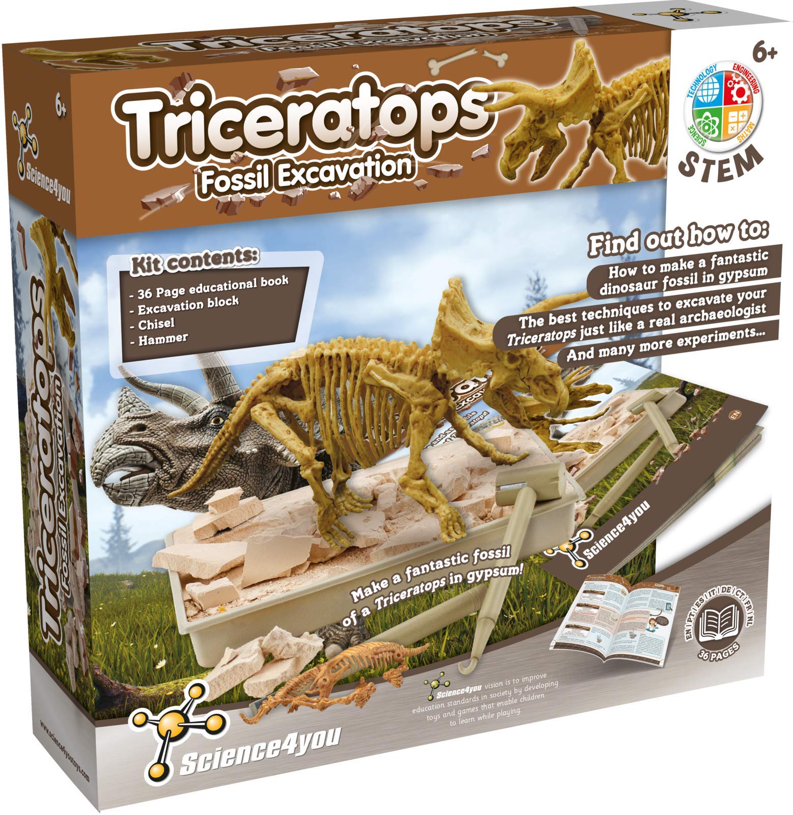 Science4you Triceratops Fossil Digging Kit - 10-Piece Dinosaur Excavation Set for Kids 6+ 14