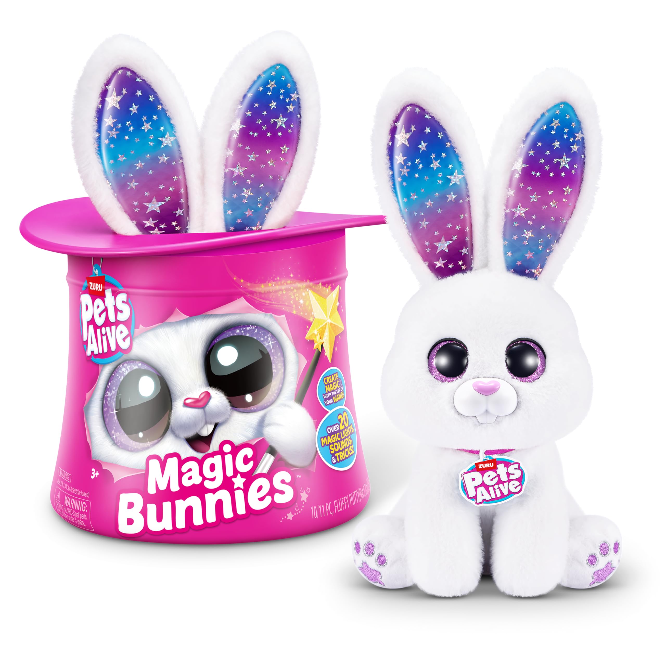 Pets Alive Magic Bunnies White Bunny (Pearl) by ZURU - Electronic Plush with Lights, Sounds & Mini Bunnies 4