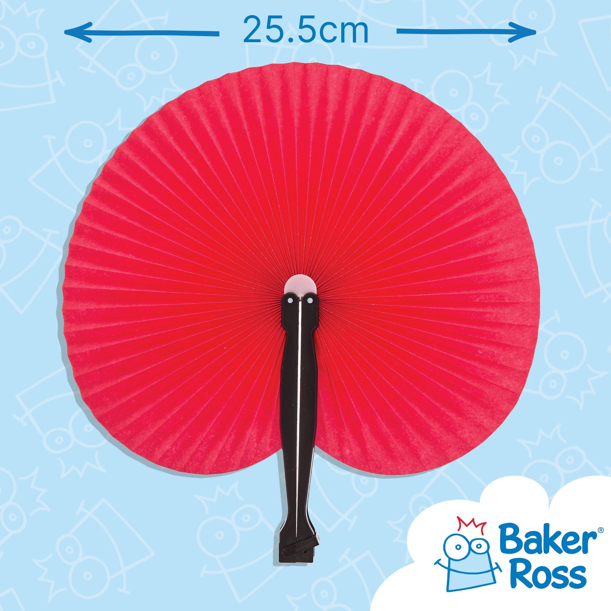 Baker Ross Bright Colours Hand Fans - Pack of 12, Lightweight Paper for Parties & Crafts | Age 3+ 3