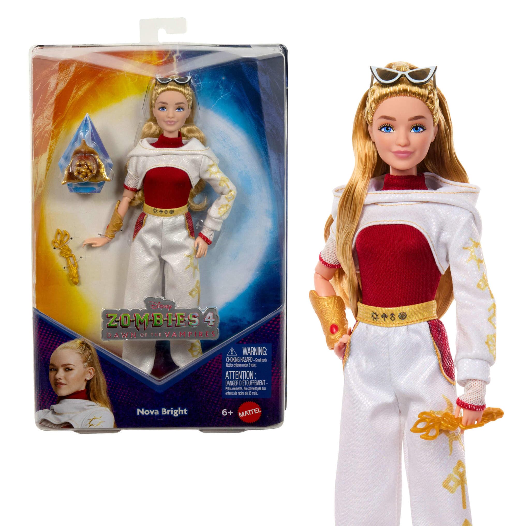 Mattel Disney Zombies 4: Dawn of the Vampires Nova Bright Fashion Doll - 11 Articulation Points, Ages 6+