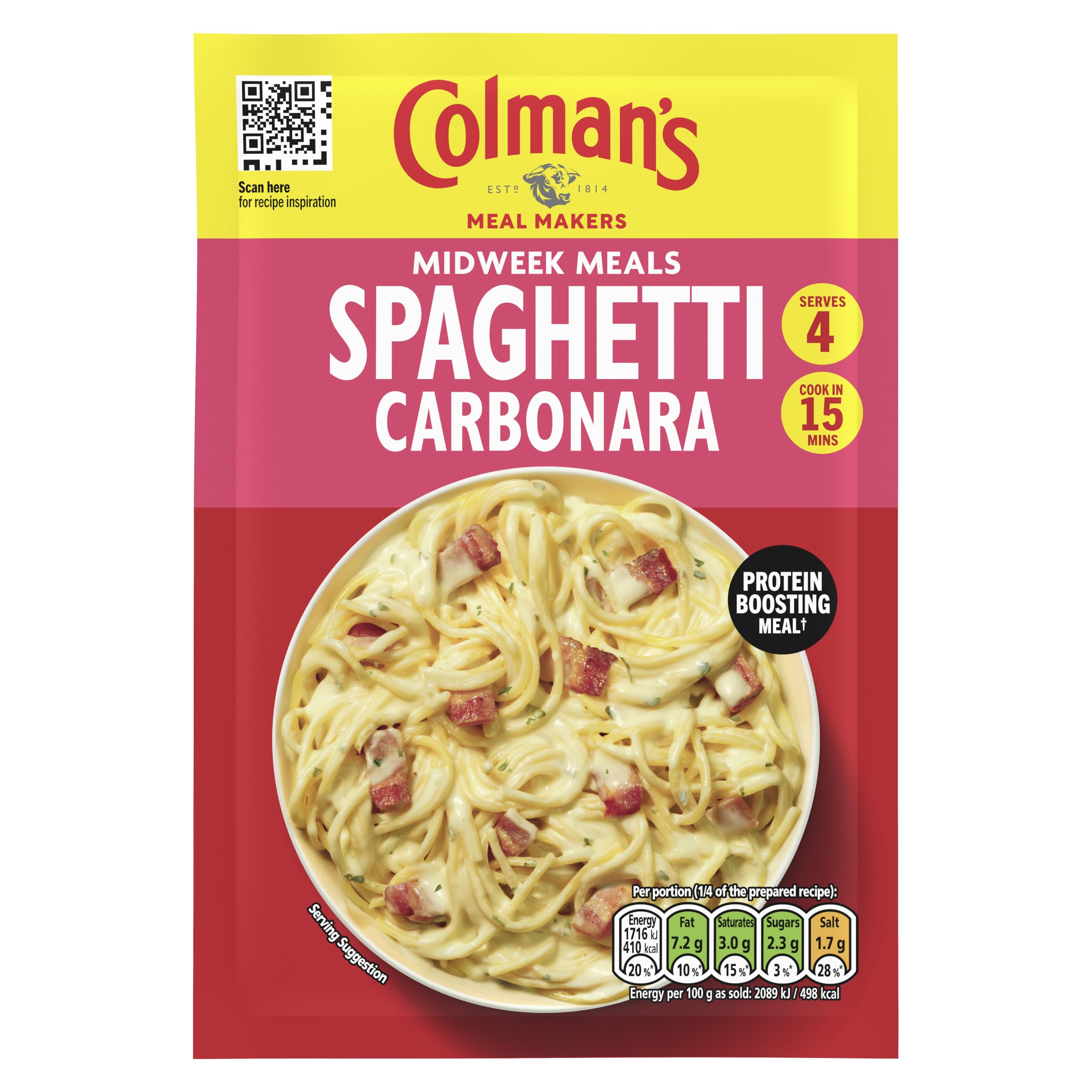 Colman's Midweek Meals Spaghetti Carbonara Meal Maker Mix | 4 Servings | 38g Pack 1
