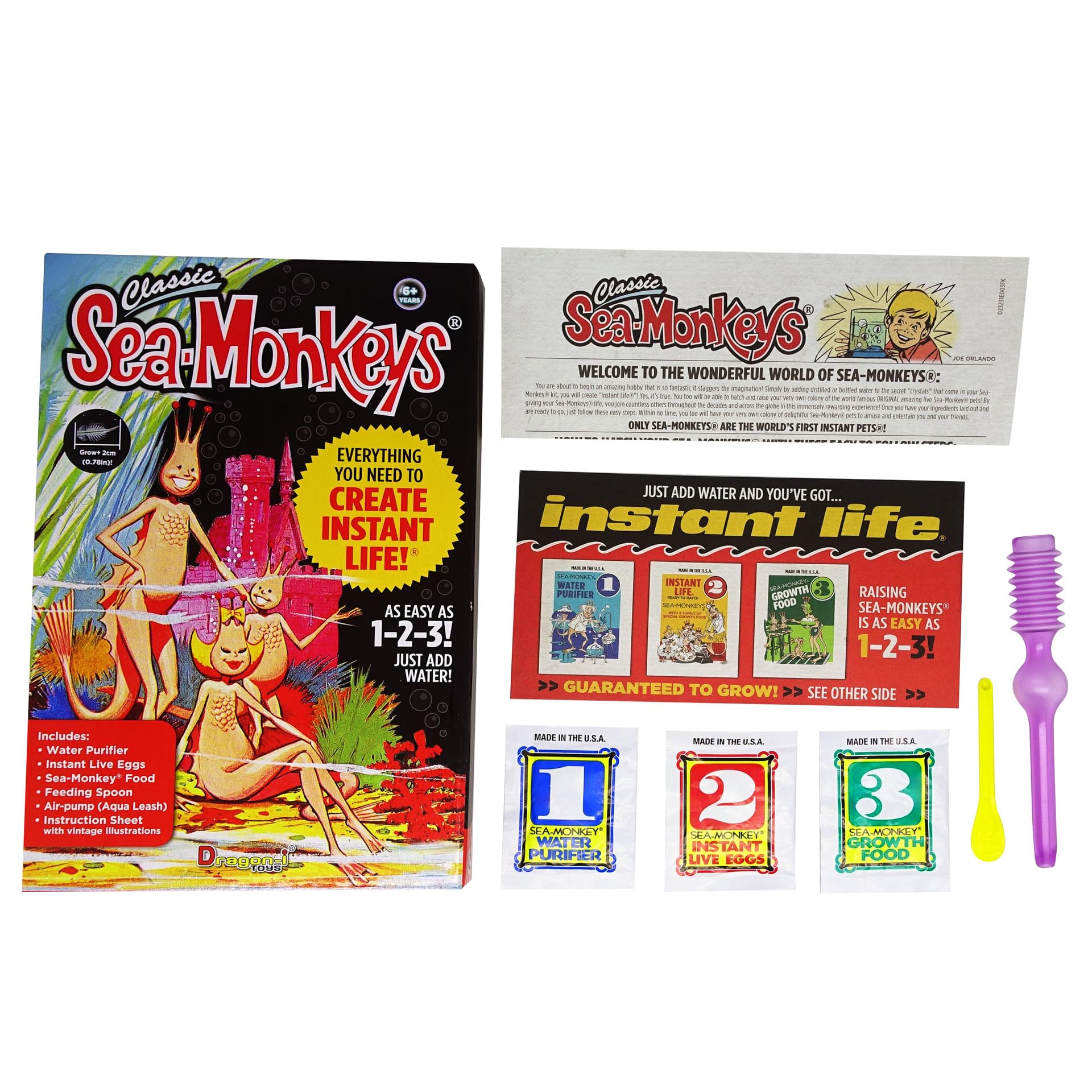 Sea Monkeys Instant Life Retro Kit - Live Brine Shrimp Habitat for Kids 5+