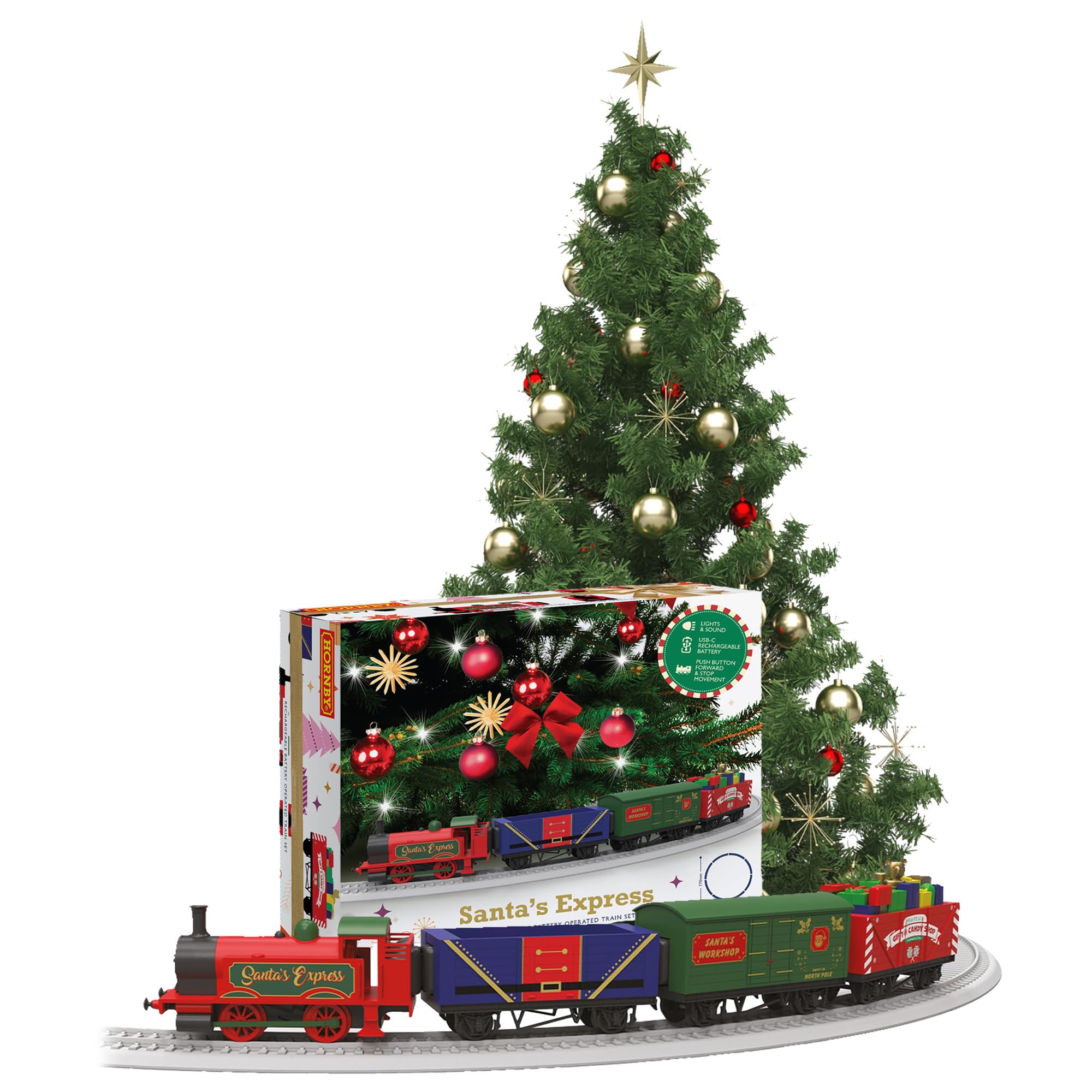 Hornby Santa's Express Christmas Train Set - Rechargeable Analogue OO Gauge 1:76 6
