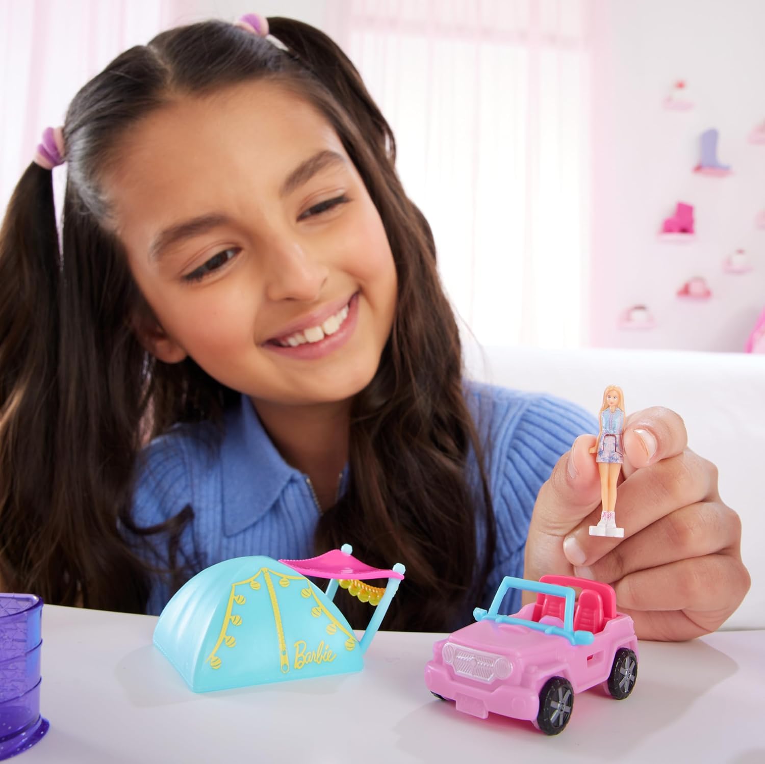 Barbie Mini BarbieLand Doll & Toy Vehicle Set - Color-Changing Jeep Playset for Kids 6