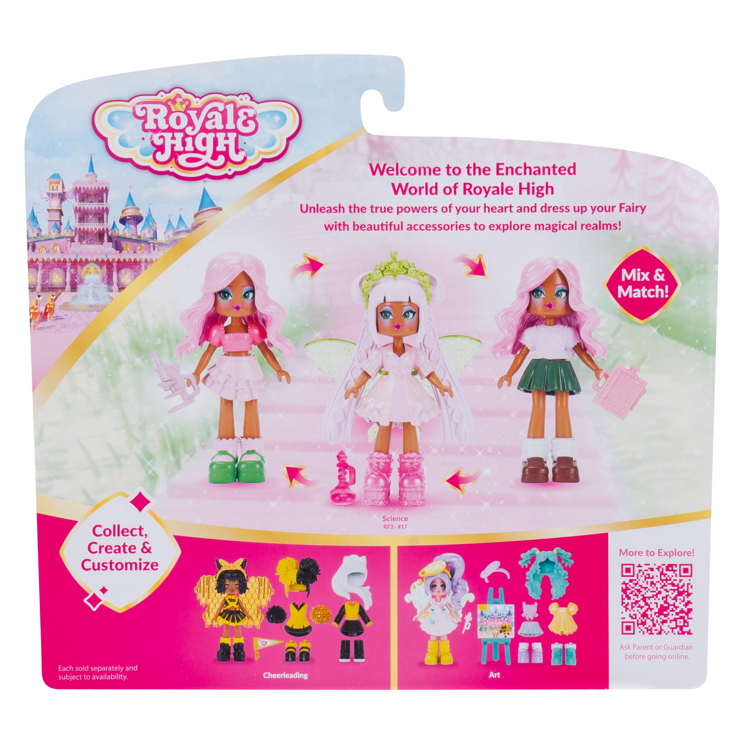 Jazwares Royale High School Spirit Fashion Pack: Science - Nature Element 3" Doll with 15 Accessories & Game Code 5