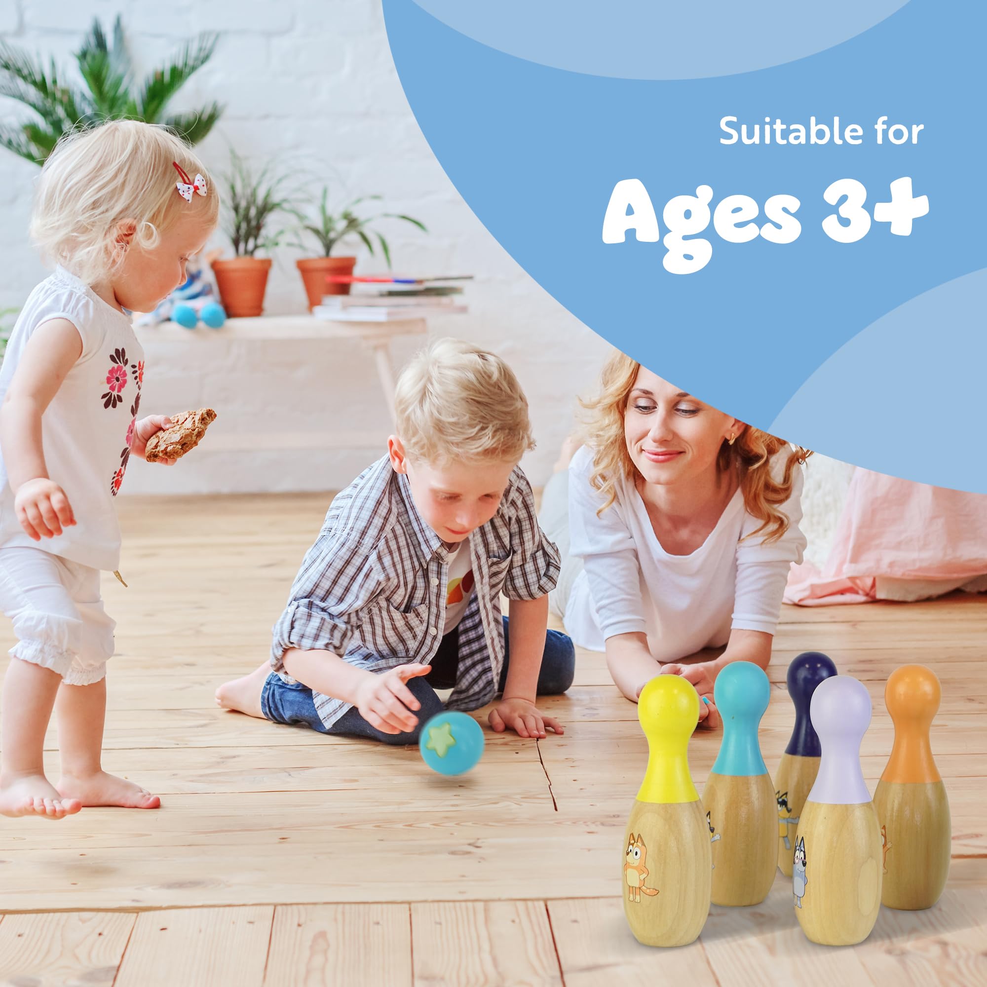 Bluey Wooden Skittles Set - 6 Character Pins (Bluey & Bingo) & Ball | Indoor/Outdoor Play 4