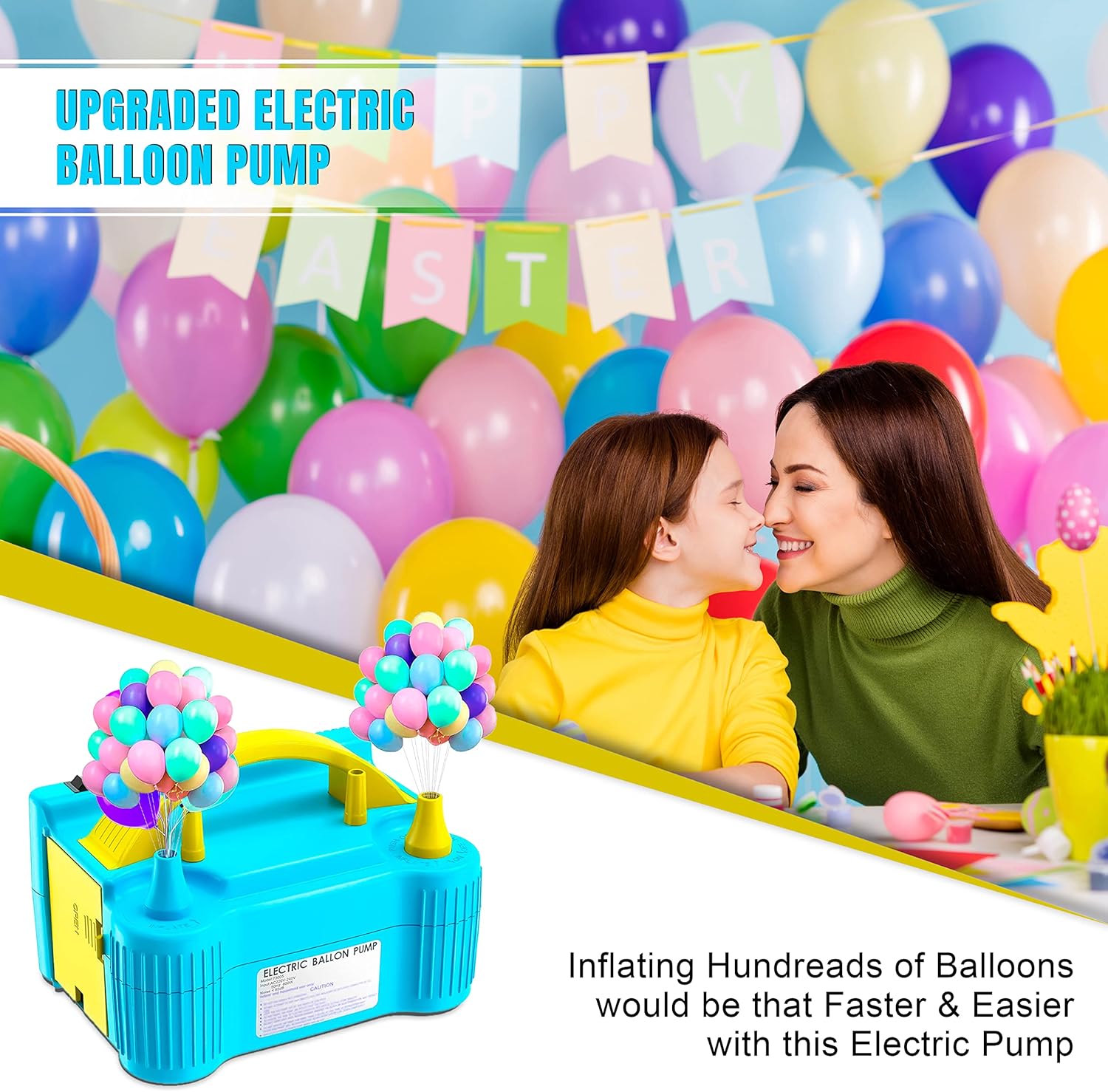 Electric Balloon Pump - Dual Nozzle, Portable Inflator for Party Decorations 5