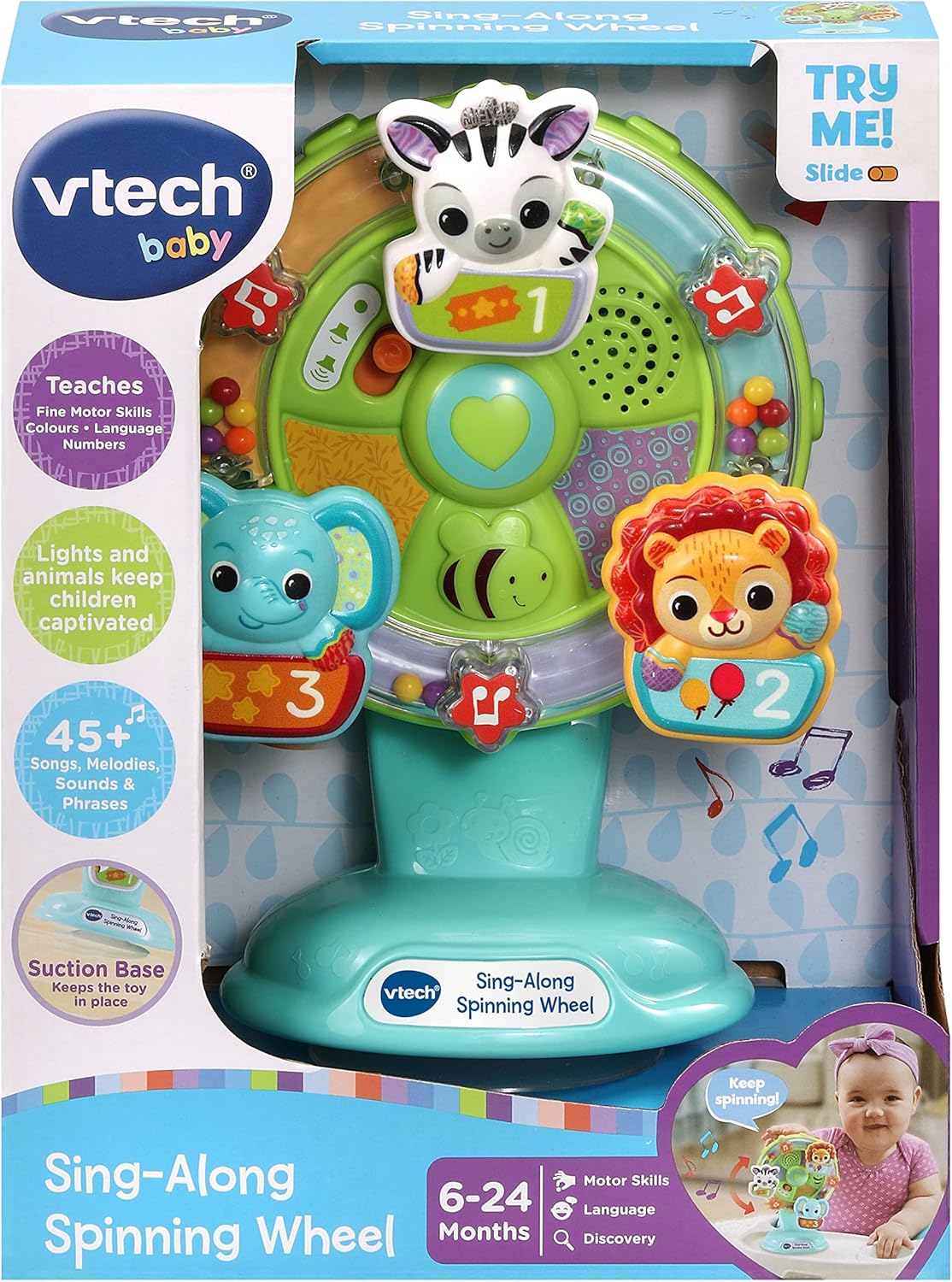 VTech Baby Sing Along Spinning Wheel - Interactive Musical Toy for Sensory & Motor Skills Development 5