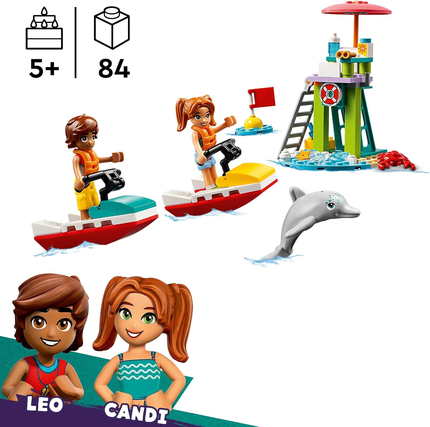 LEGO Friends Beach Water Scooter Building Set - Dolphin & Mini-Dolls Playset for Ages 5+ 6