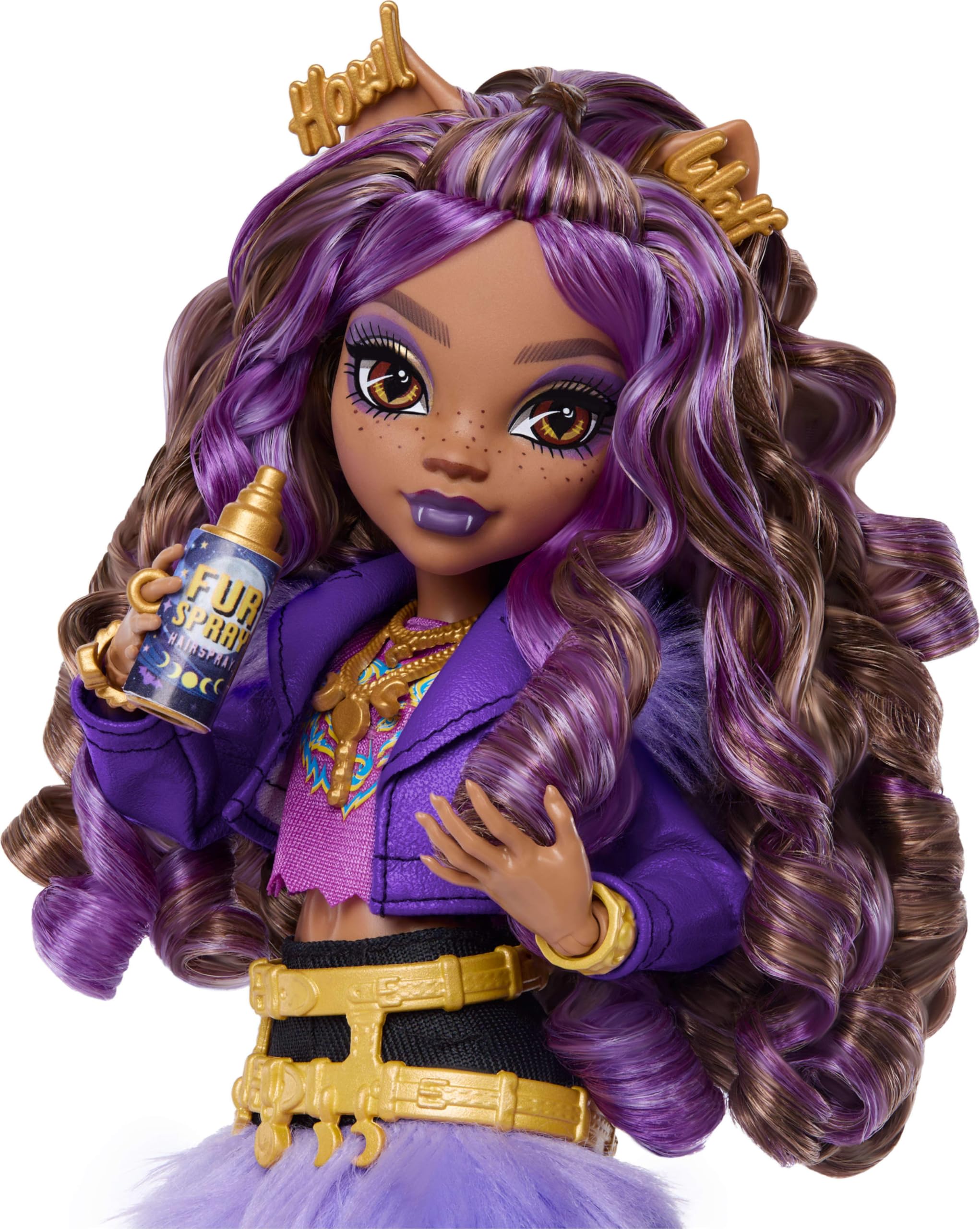 Monster High Clawdeen Wolf Doll - Purple Moto Jacket & Furry Skirt with Accessories 5