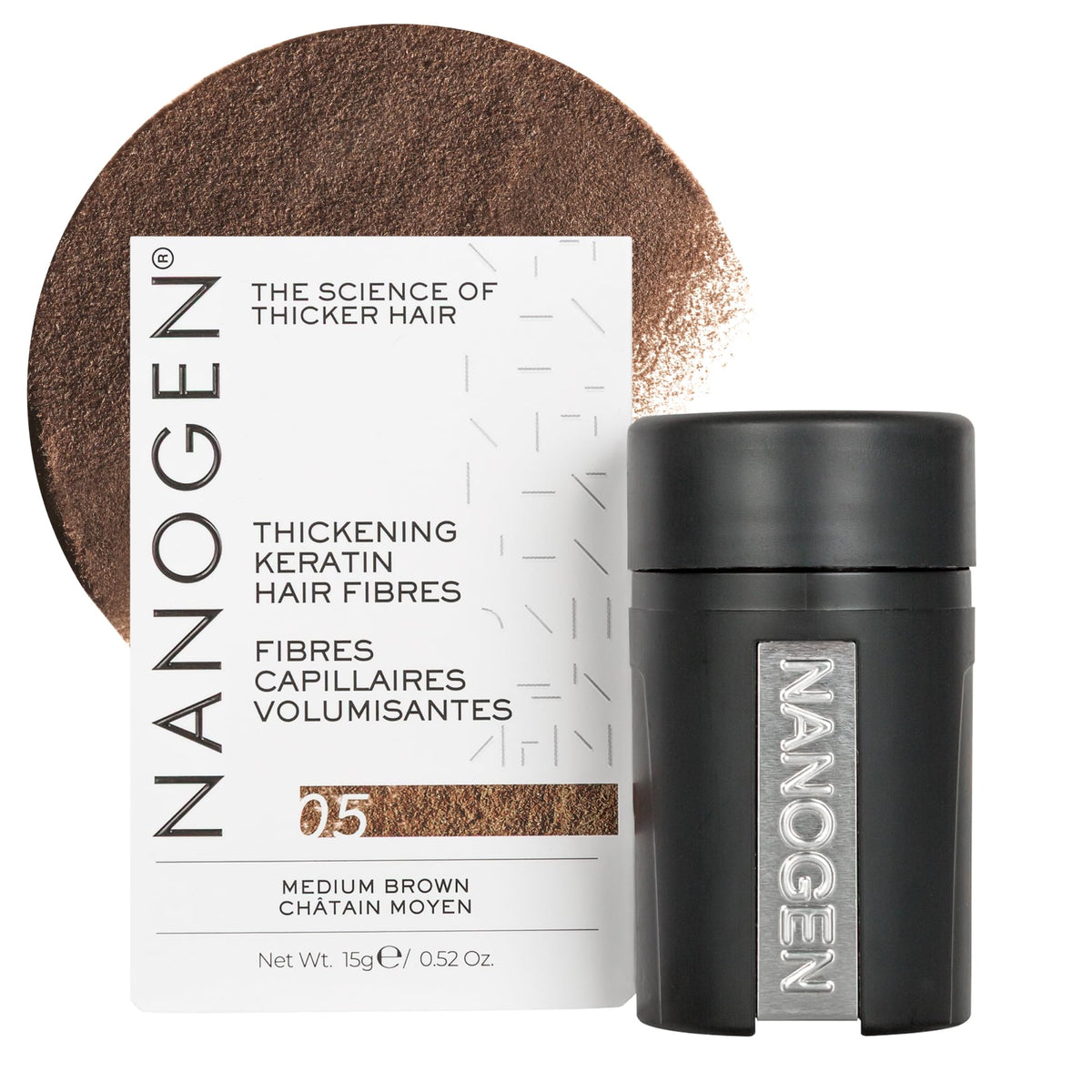 Nanogen Hair Fibres - Medium Brown | Keratin Hair Thickener | 15 g