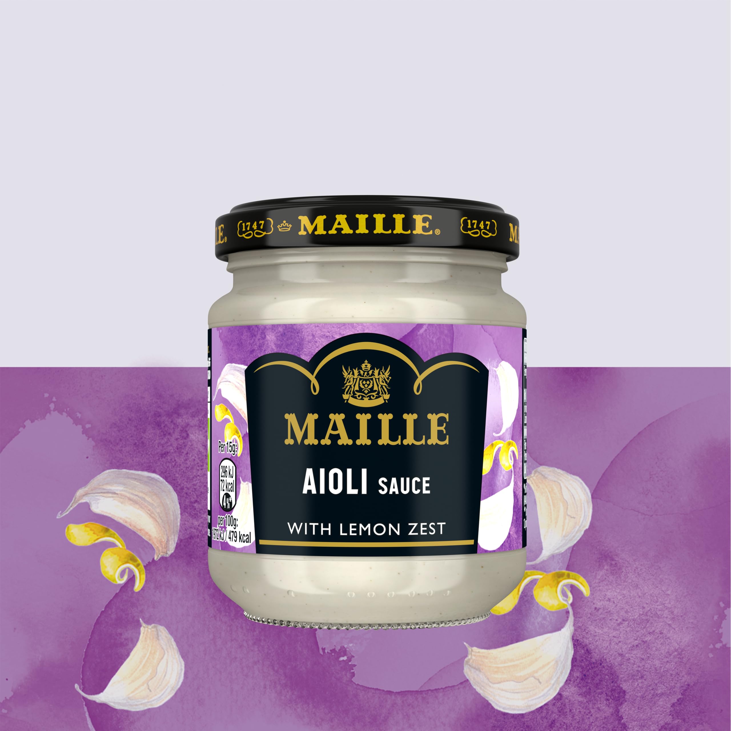 Maille Aioli Sauce mit Knoblauch, Zitronenschale &amp; schwarzem Pfeffer - Dip &amp; Kochsauce 5