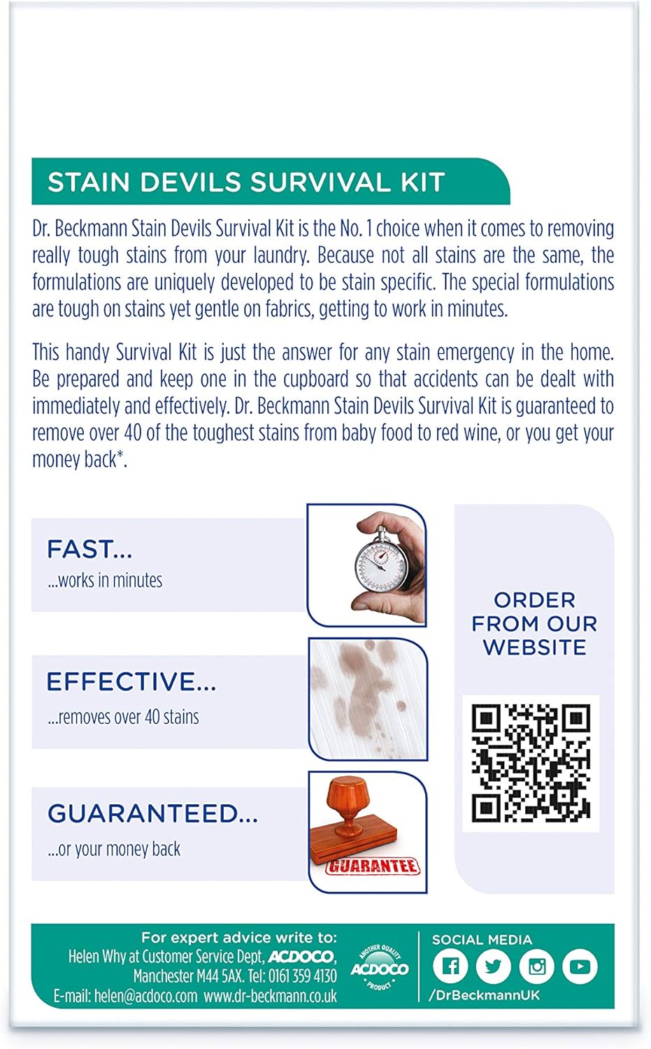 Dr. Beckmann Stain Devils Survival Kit (2 x 50ml, 1 x 50g) - Stain Remover for Washable Fabrics 4