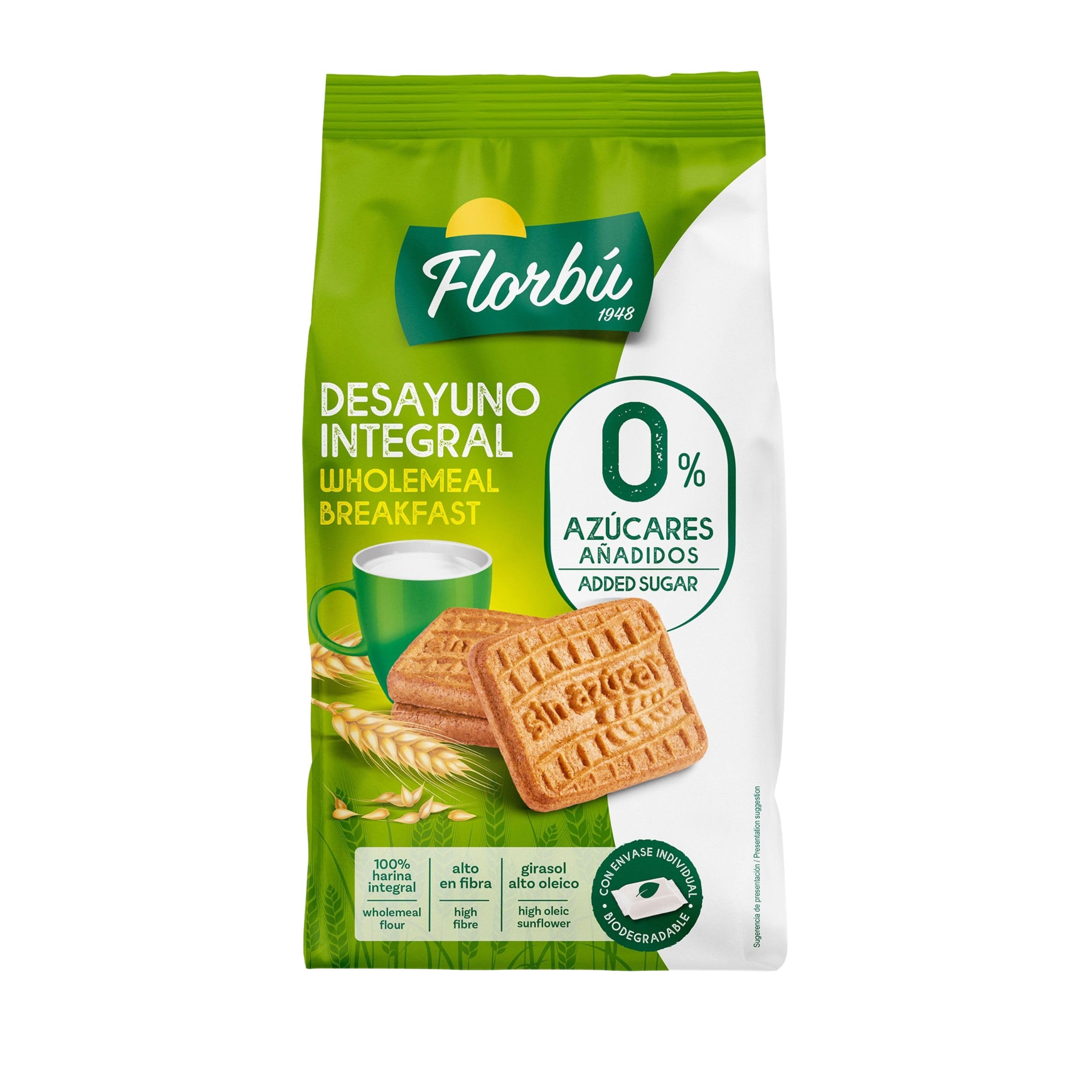 Florbu Breakfast Biscuits - 0% No Added Sugar Wholemeal Diabetic Snack | 350g