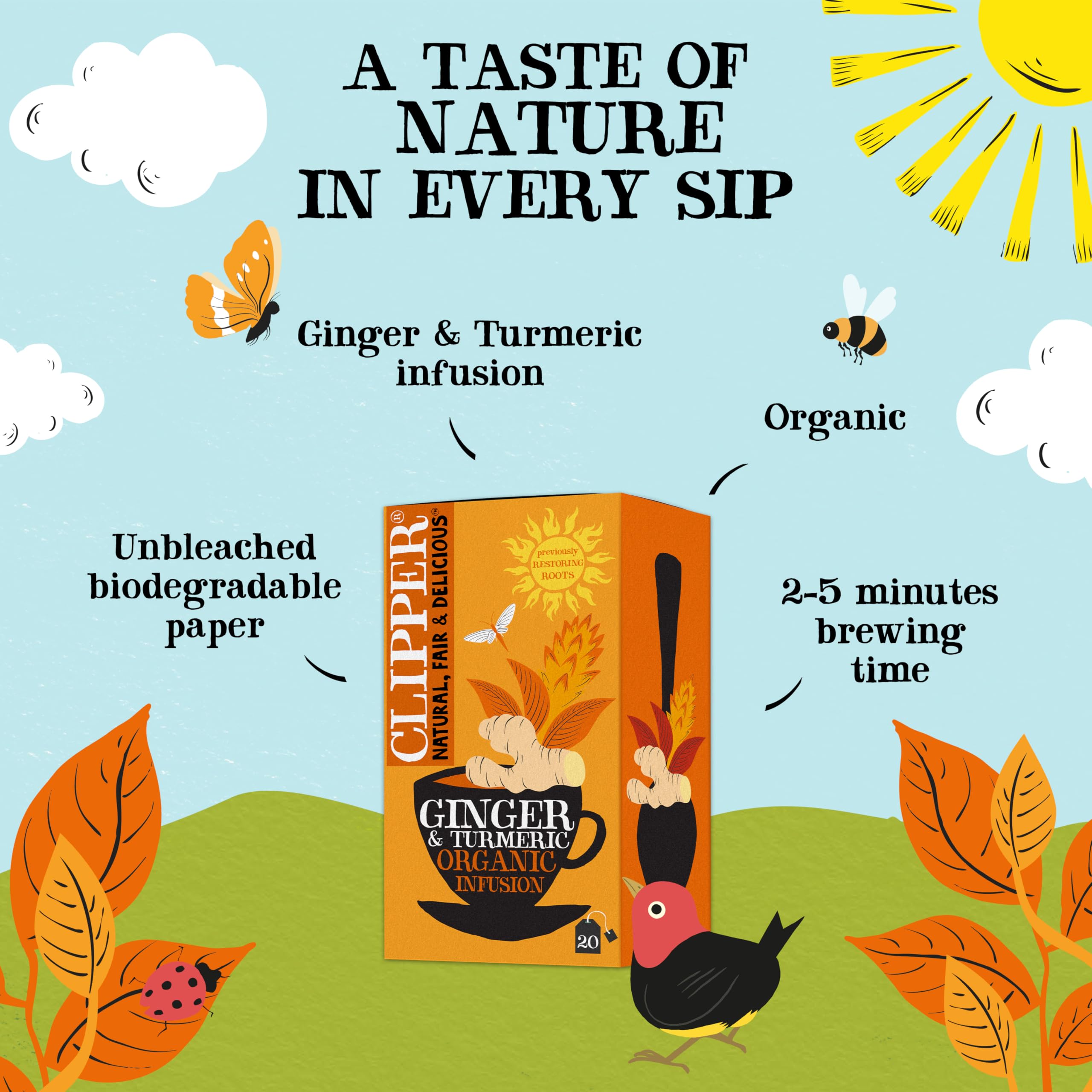 Clipper - Organic Restoring Roots Ginger & Turmeric Tea Bags | 20 Infusions 9