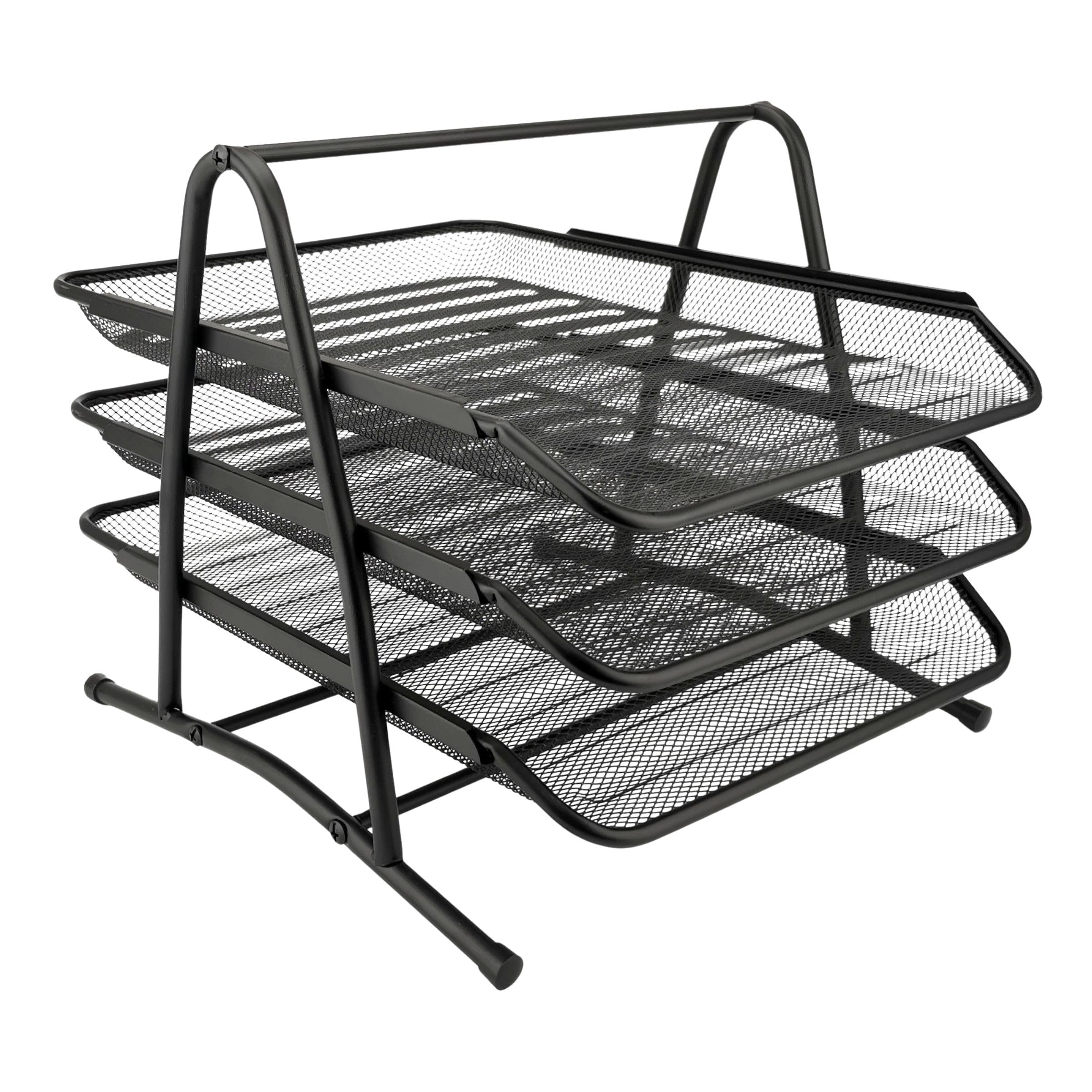 D.RECT 7610 Letter Tray - 3 Tiers Metal Mesh Organizer | A4 Size | Rust Resistant