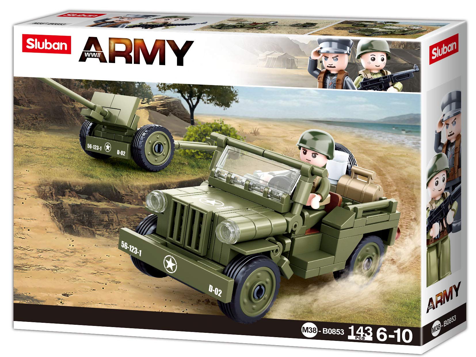 Sluban WW2 Series - Allied Jeep with Artillery Cannon Building Set 5