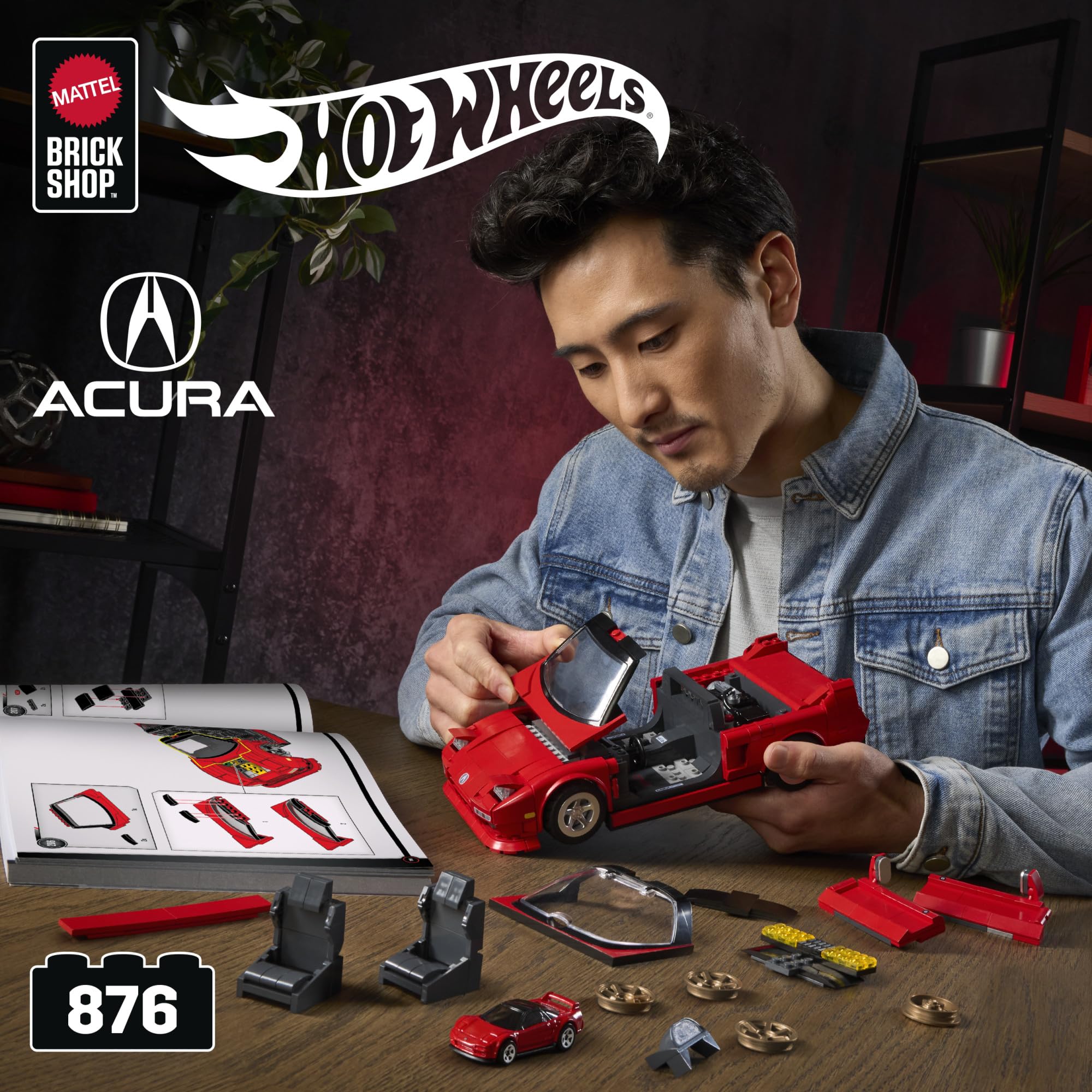 Mattel Brick Shop Hot Wheels Elite Series '90 Acura NSX Building Set - 871-Piece Vehicle Model for Ages 10+ 6