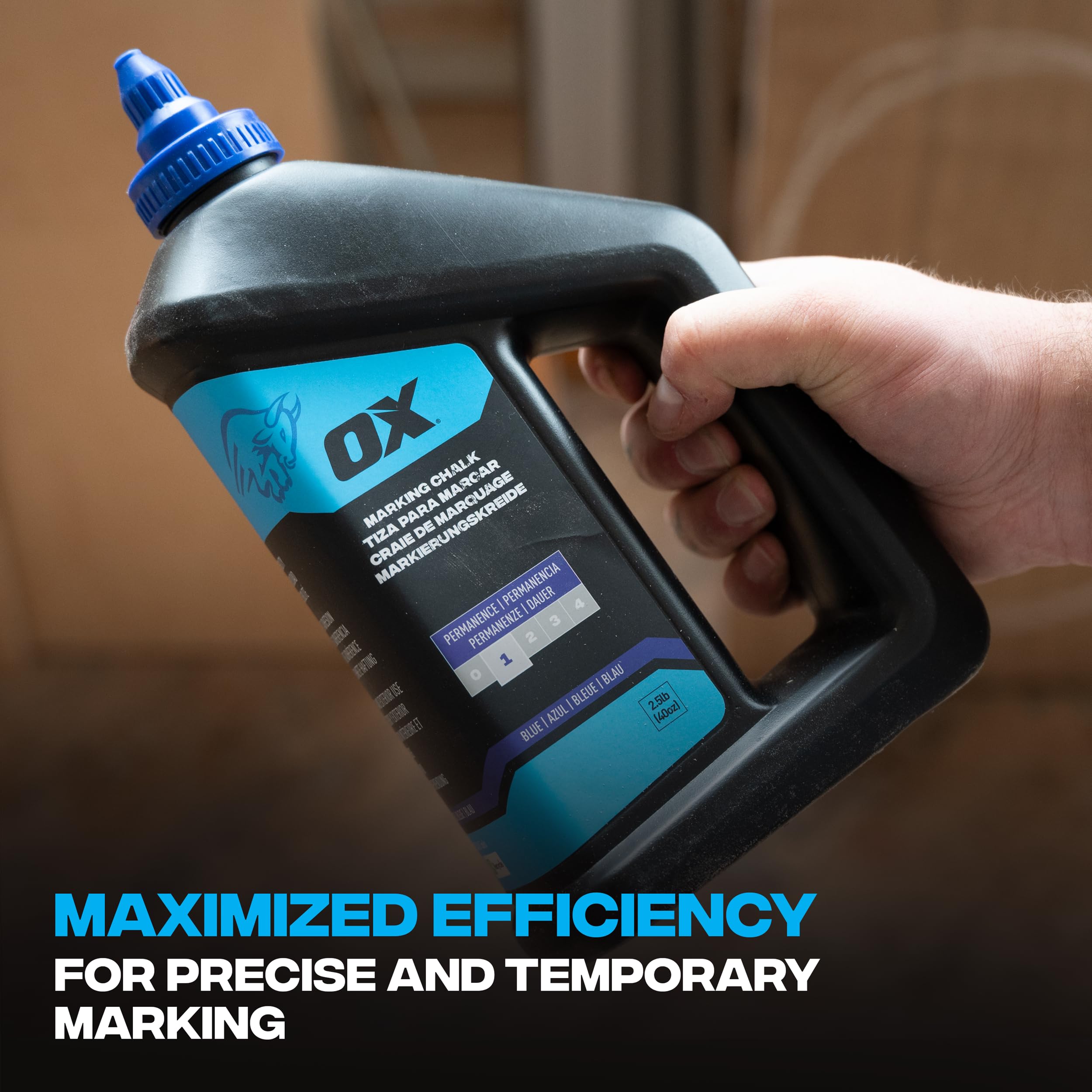 OX Tools Standard Blue Marking Chalk - 1.1kg/40oz Capacity | 1-Day Weatherability | Versatile Use 9