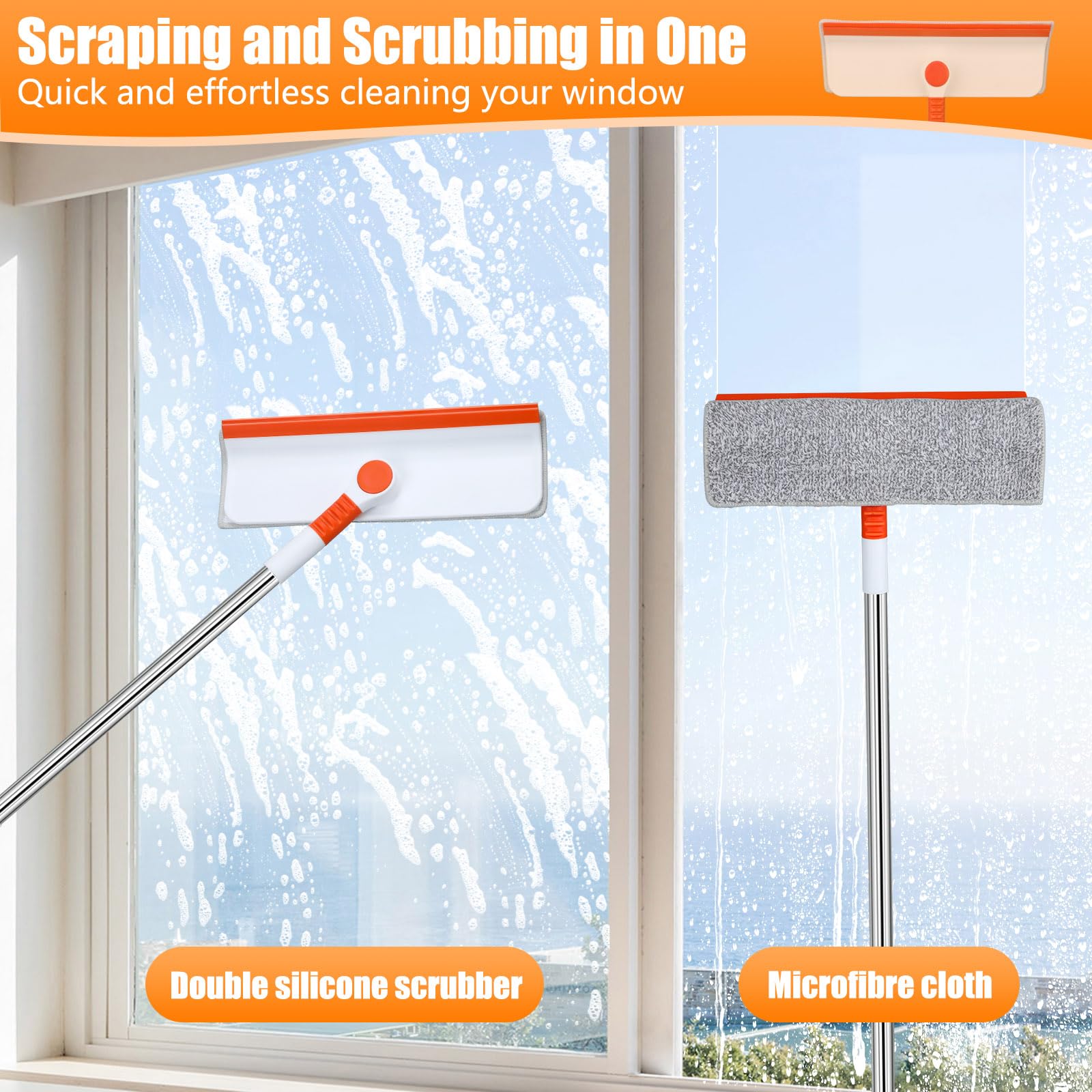 Alyvisun Professional Window Cleaning Equipment with 132cm Extendable Pole 7