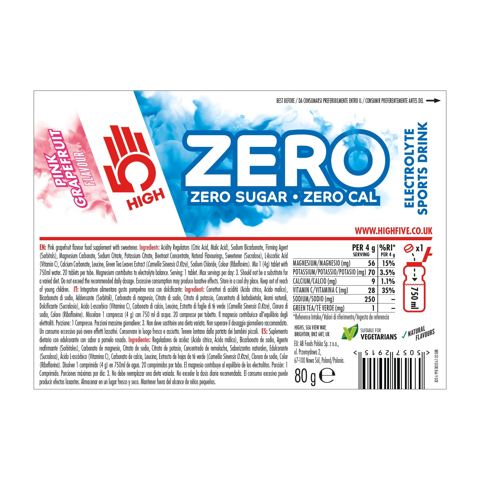 HIGH5 Zero Electrolyte Replacements - Sugar-Free Hydration with Vitamin C | Pink Grapefruit | 20 Count 6
