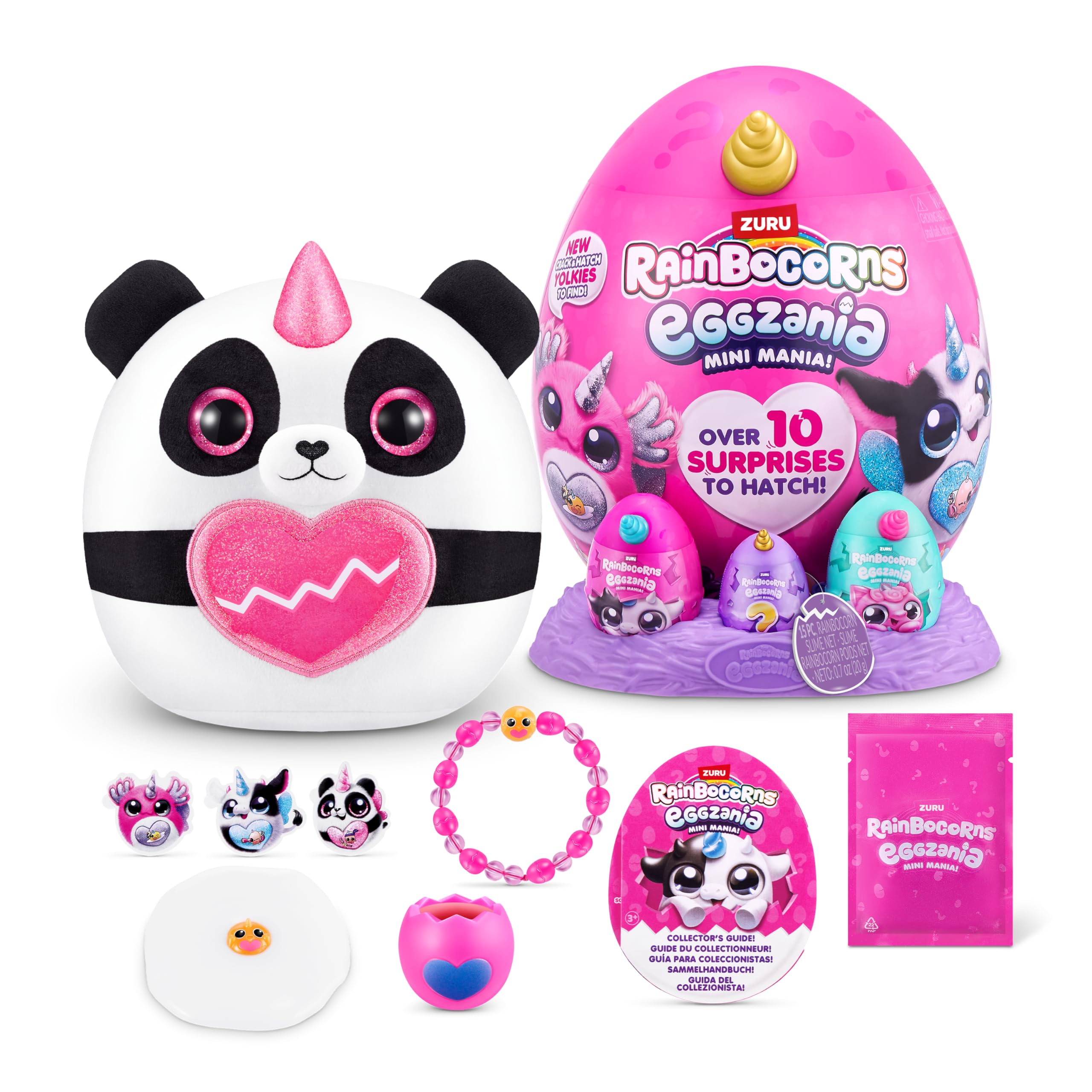 Rainbocorns ZURU Eggzania Mini Mania Plush Surprise - Panda, Age 3+ 1