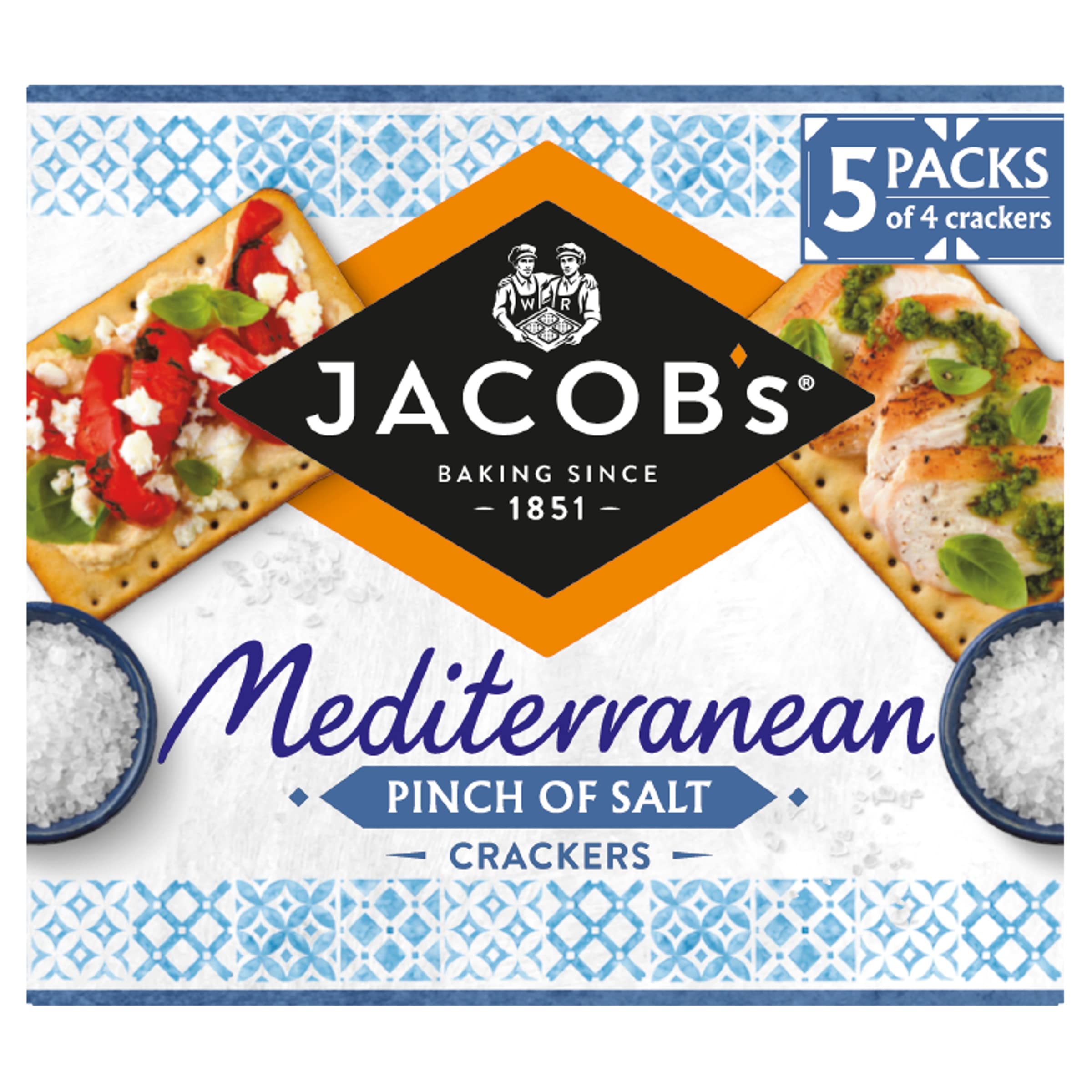 Jacob's Mediterranean Crackers, Pinch of Salt, 190g - Pack of 20