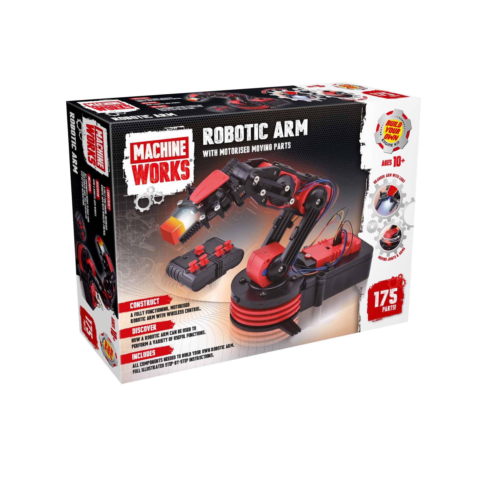 Machine Works MWRA01 Build Your Own Robotic Arm Kit - Wireless Controlled Metal Robot for Ages 10+