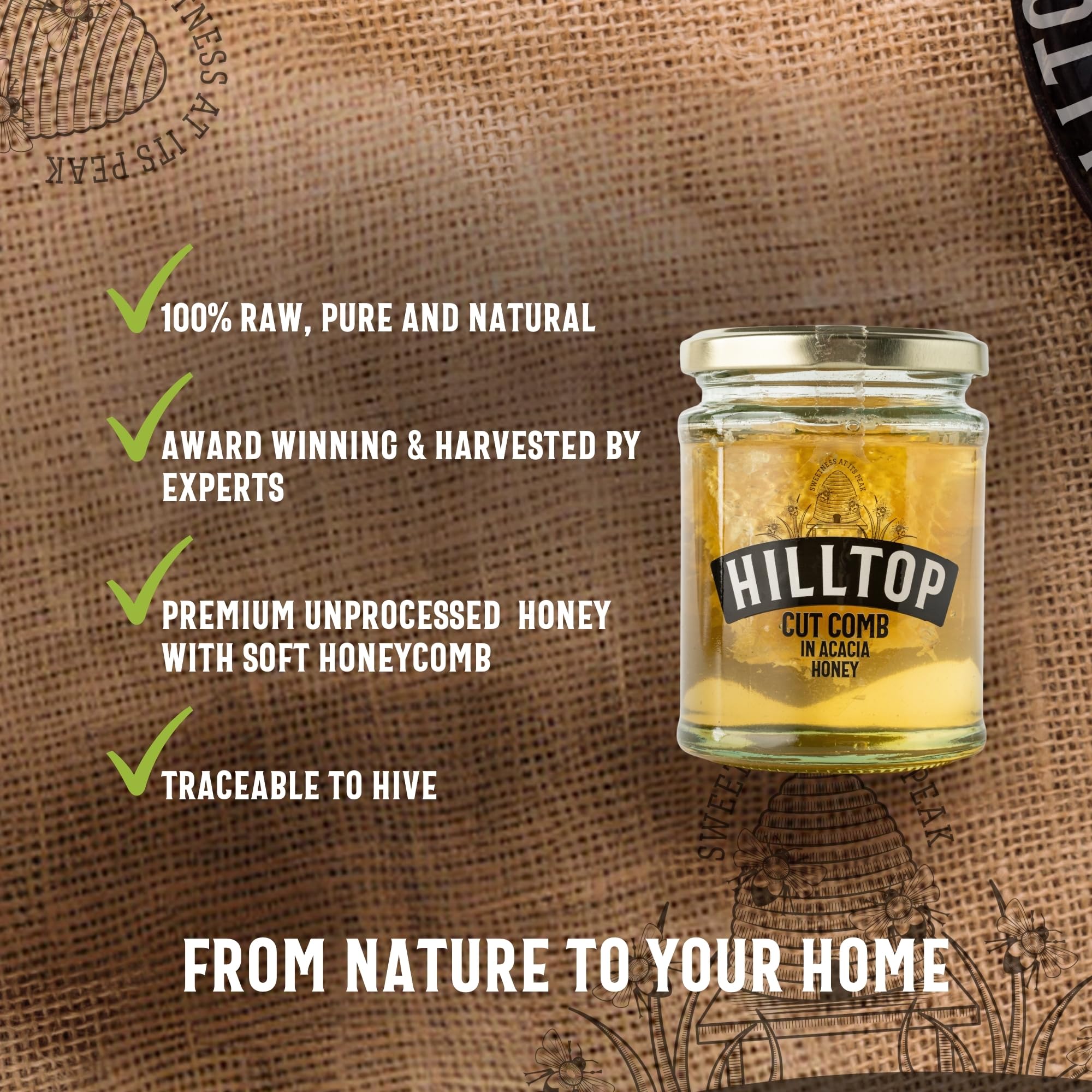 Hilltop Honey - Cut Comb in Acacia Honey 340g 7