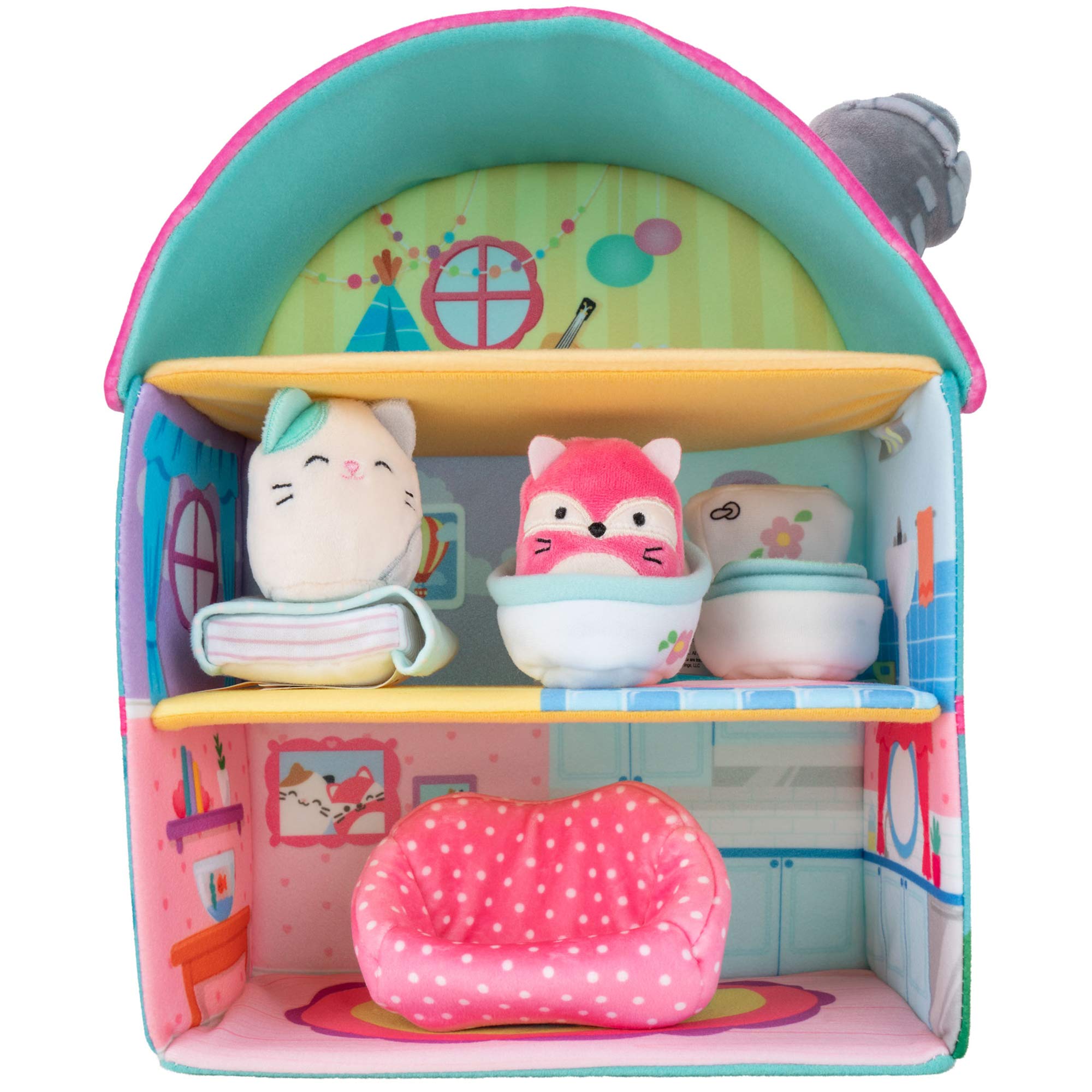 Squishville Fifi's Cottage Townhouse Playset with Cam & Fifi Mini Squishmallows - 2" Plush Toy Set 6