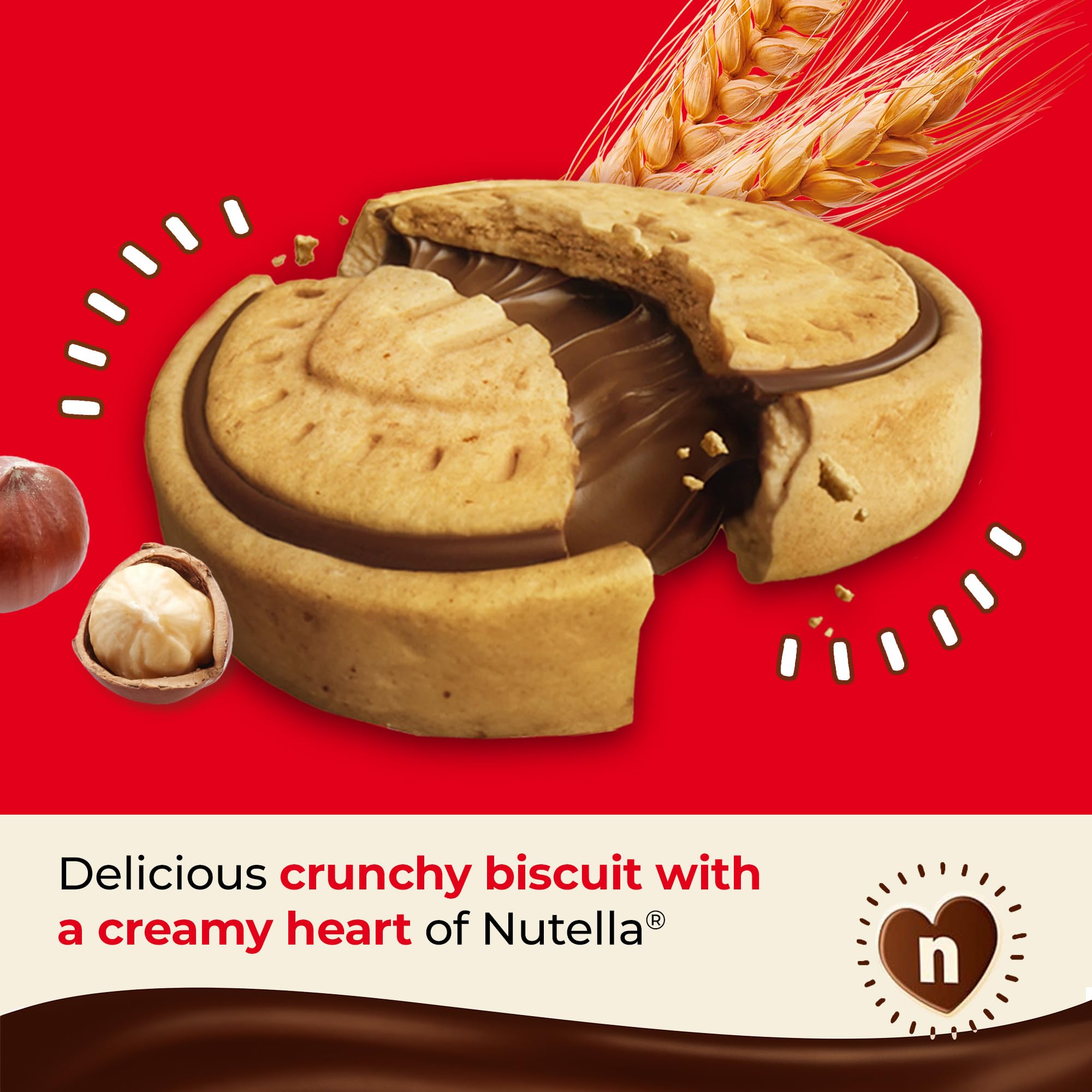 Nutella Biscuits with Creamy Nutella Heart - Crunchy Baked Biscuit | Pack of 12 | 166g