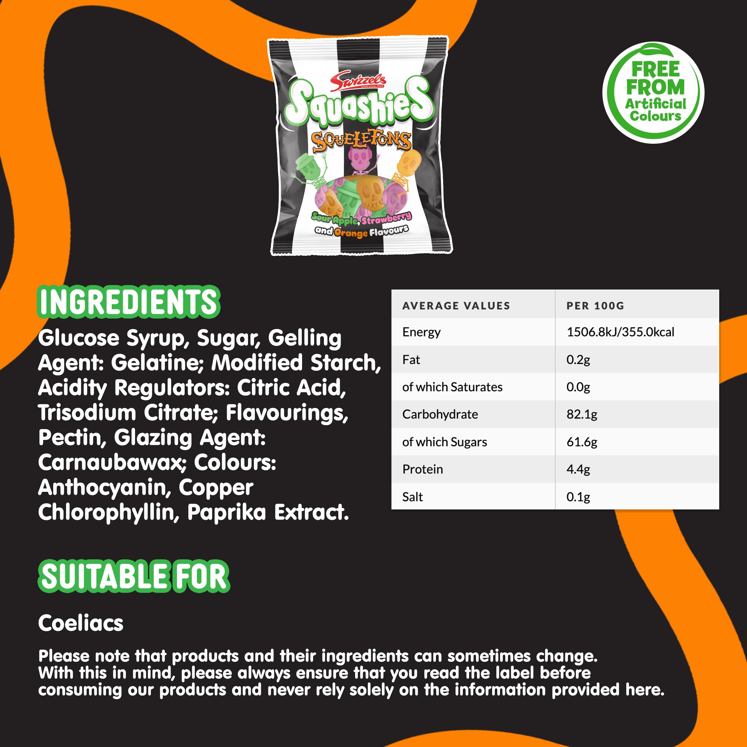 Swizzels Squashies Squeletons 120 g – Halloween-Kaubonbons, Süßigkeiten für „Süßes oder Saures“ 4