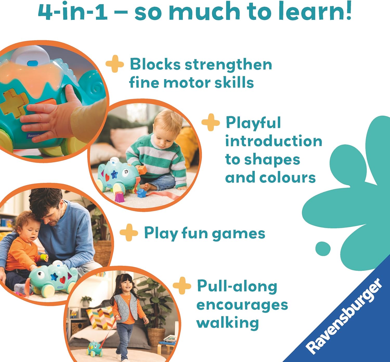 Ravensburger Play+ 4-in-1 Chameleon Colour & Shape Sorter Toy for 1 Year Old 6