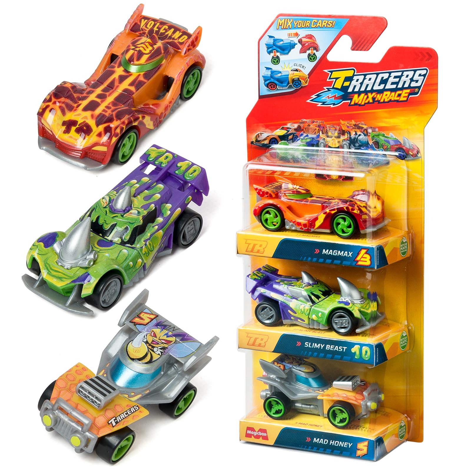 T-RACERS Mix ´N Race 3 Pack – Collectible Interchangeable Cars for Kids 3 Years and Up 1