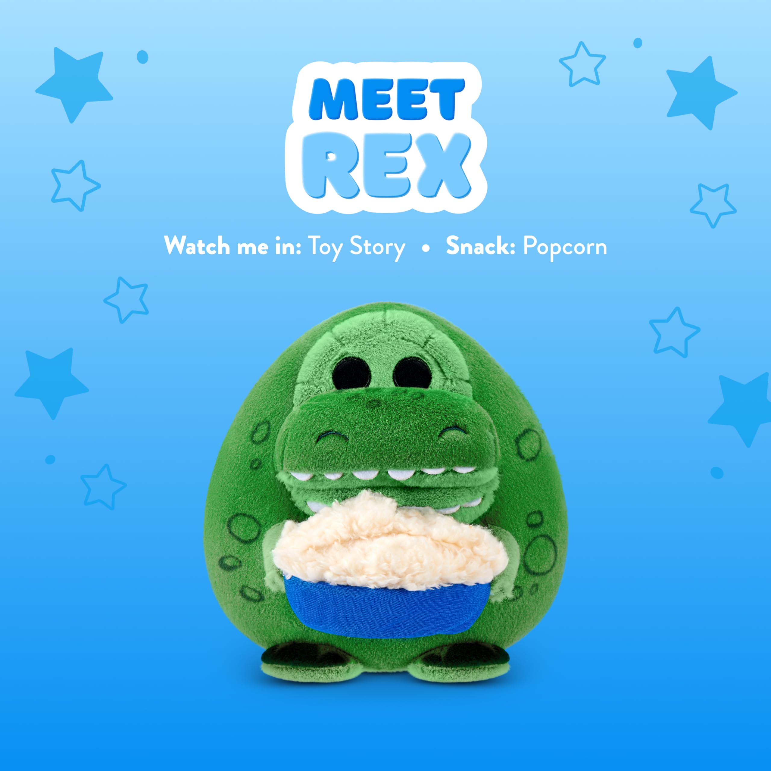 Snackles Disney 8-Inch Plush Toy - Rex & Popcorn | Ultra-Soft Polyester
