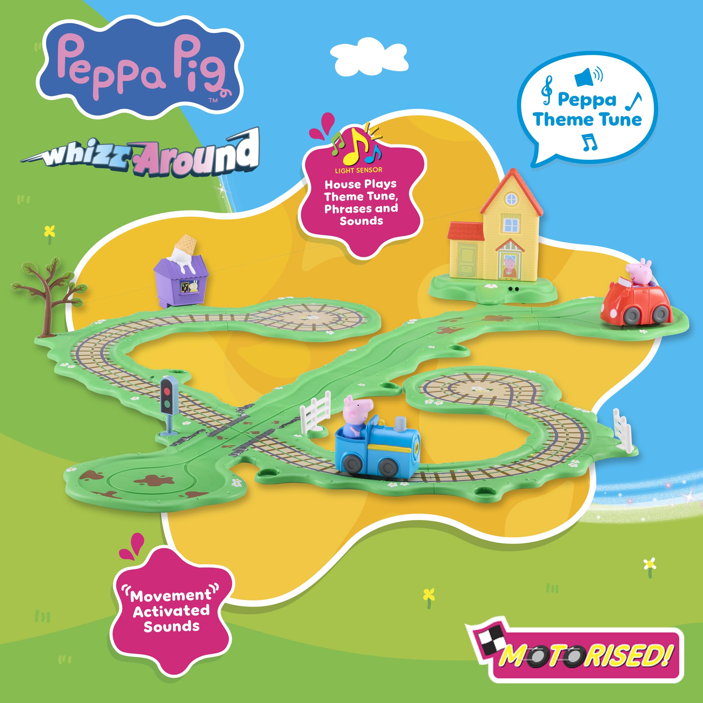 Peppa Pig Whizz Around Runabout Town Set - Motorised Vehicles with Track & Sound Features 6