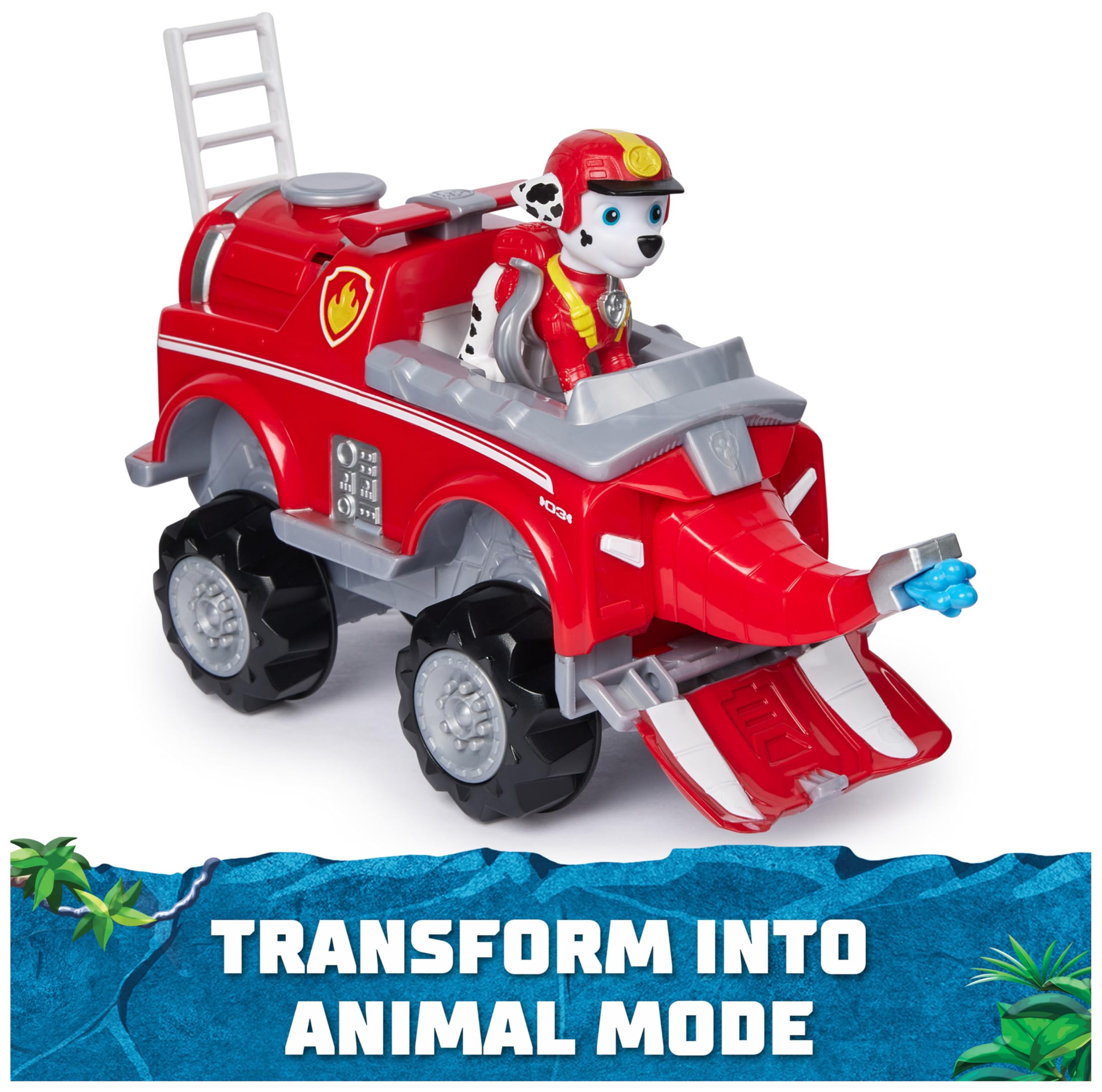 Paw Patrol Jungle Pups Marshall’s Elephant Vehicle - Transforming Rescue Truck with Action Figure, Ages 3+ 4