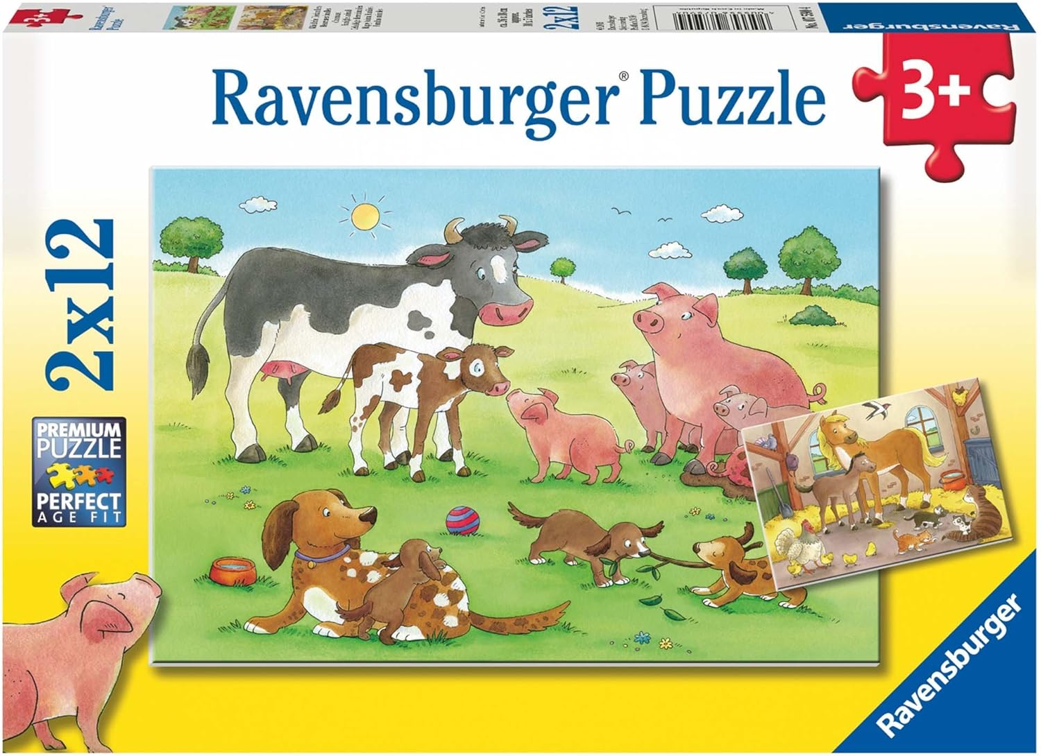 Ravensburger 07590 2x12-Piece Farm Animals Kids Puzzle - Educational Jigsaw for Children 3 Years and Up
