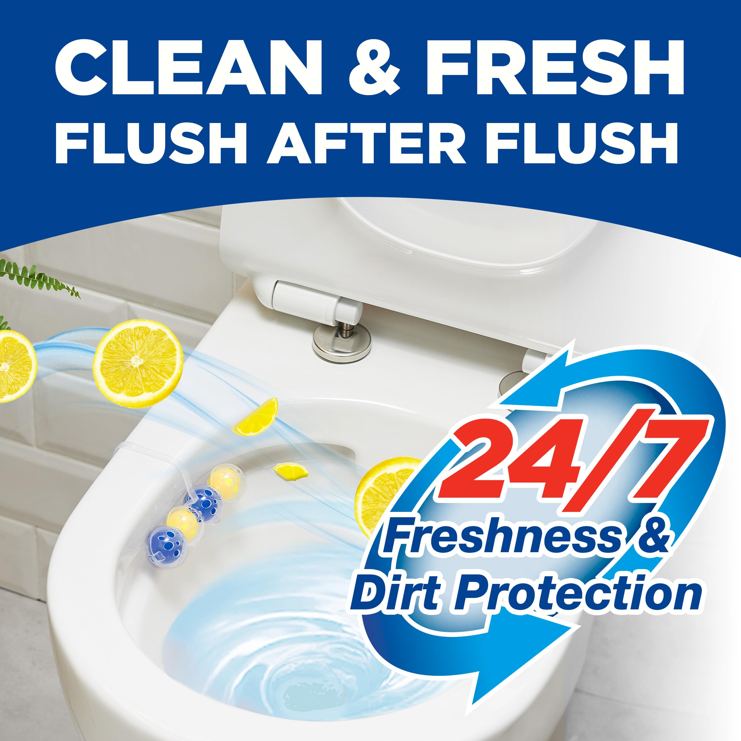 Bloo Power Active Toilet Rim Block - Lemon Scent with Anti-Limescale & Foaming Clean (150g) 6