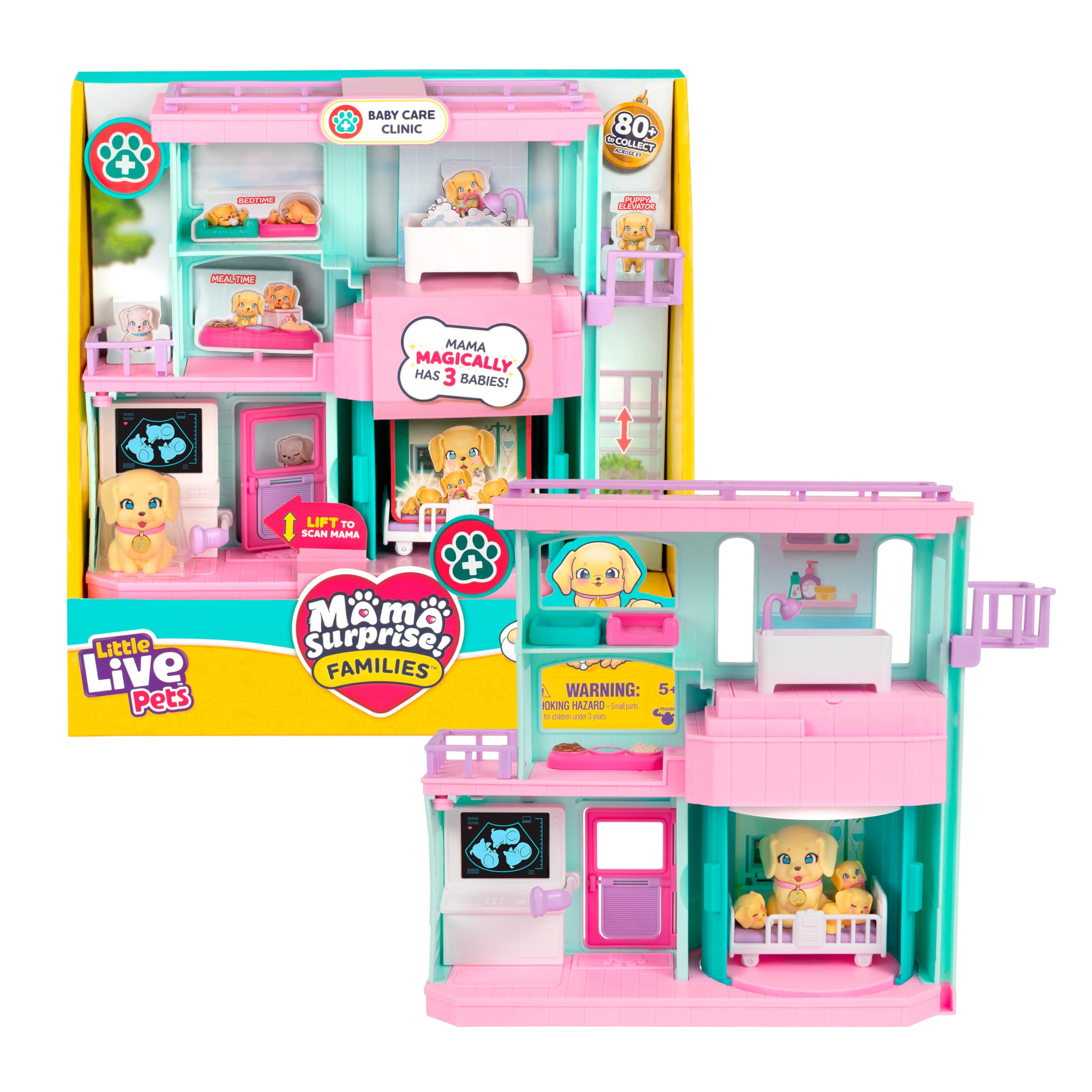 Little Live Pets Mama Surprise Families Baby Care Clinic Playset | Ages 5+ | Includes Mama Pup & 3 Babies 7