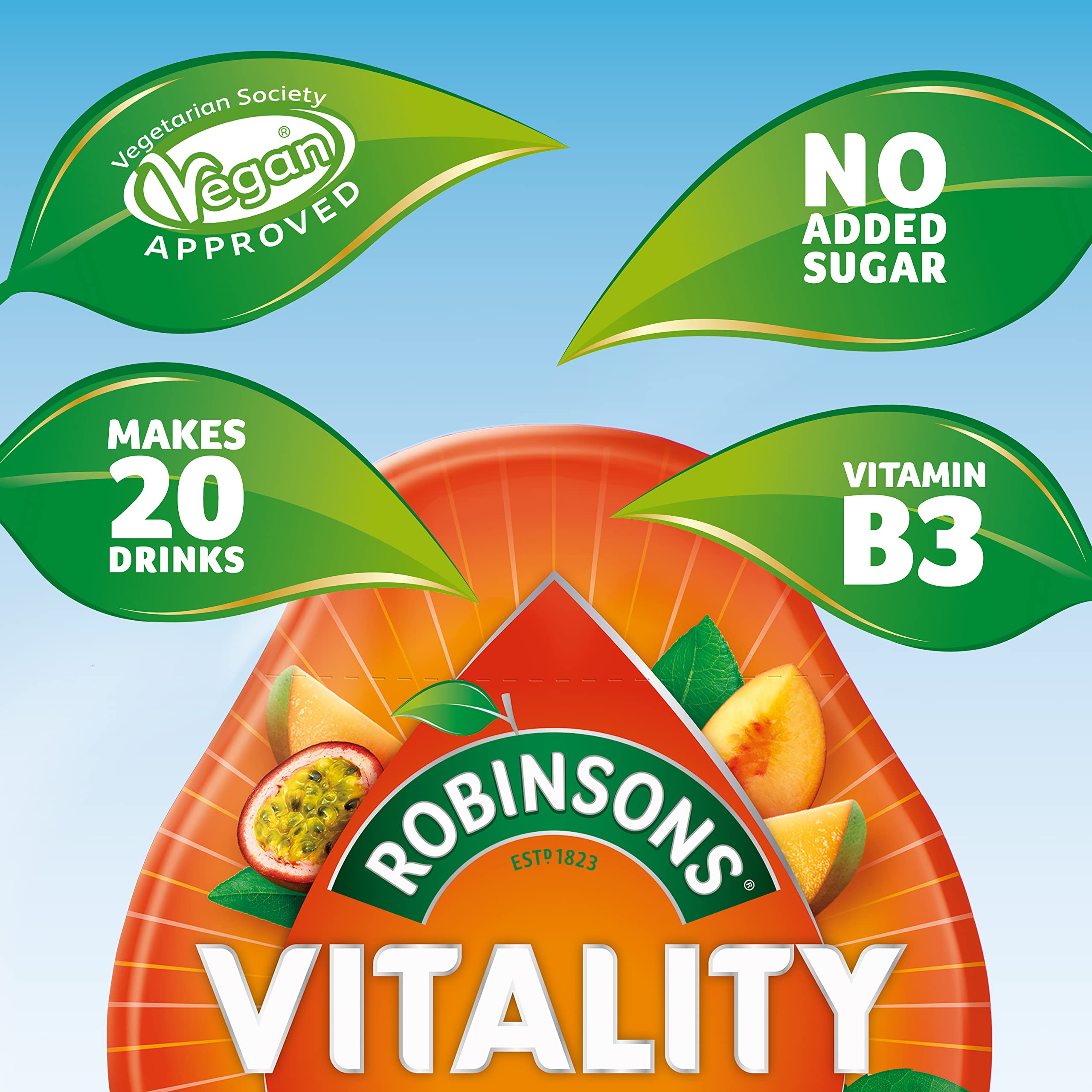 Robinsons Vitality Drops Peach, Mango & Passion Fruit Super Strength Squash Concentrate | 66ml