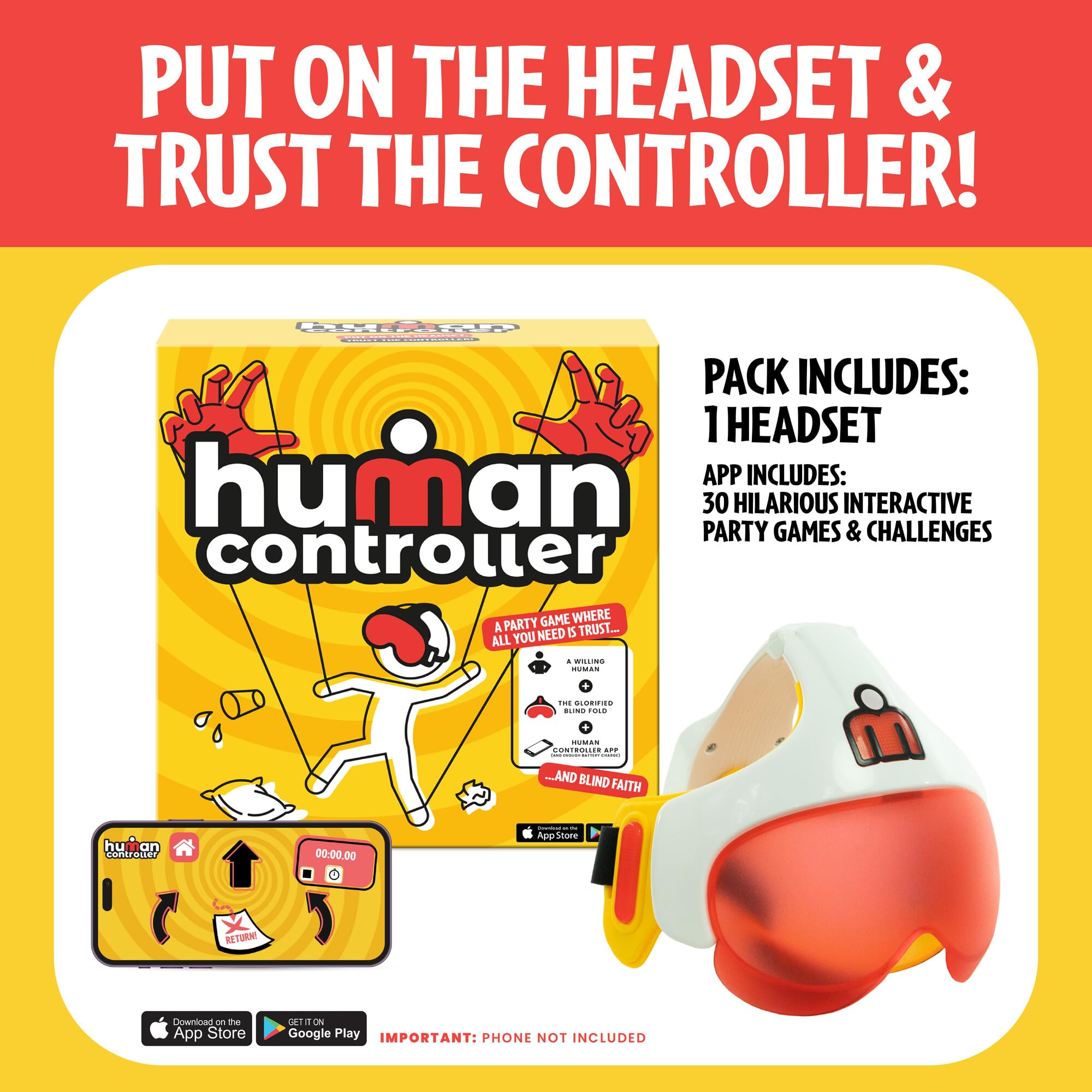 TOMY Human Controller Game - Interactive Blindfold Challenge with Vibrations and App Control 7
