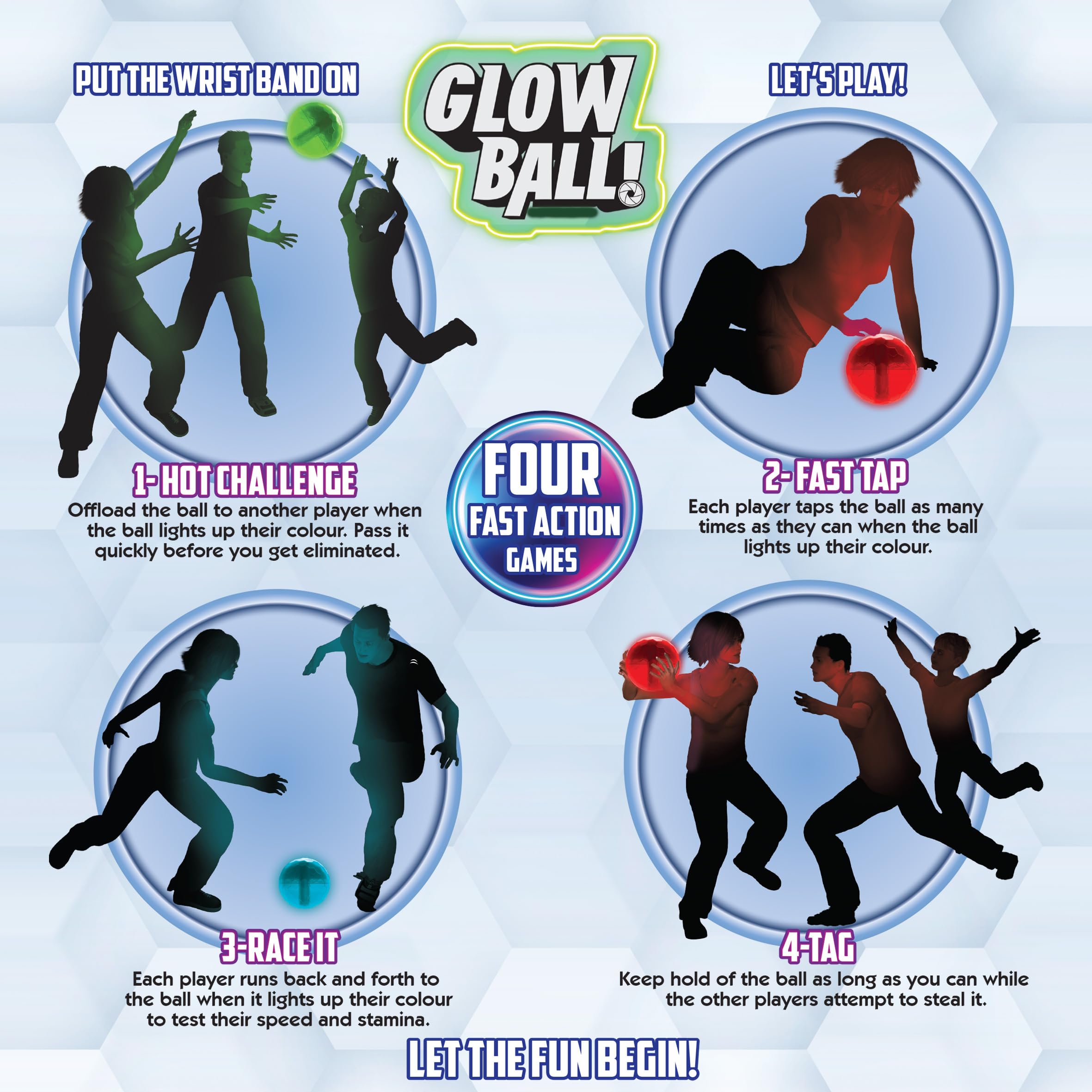 Glow Ball - 4-in-1 Colour Changing Interactive Game with Light-Up Wristbands 10
