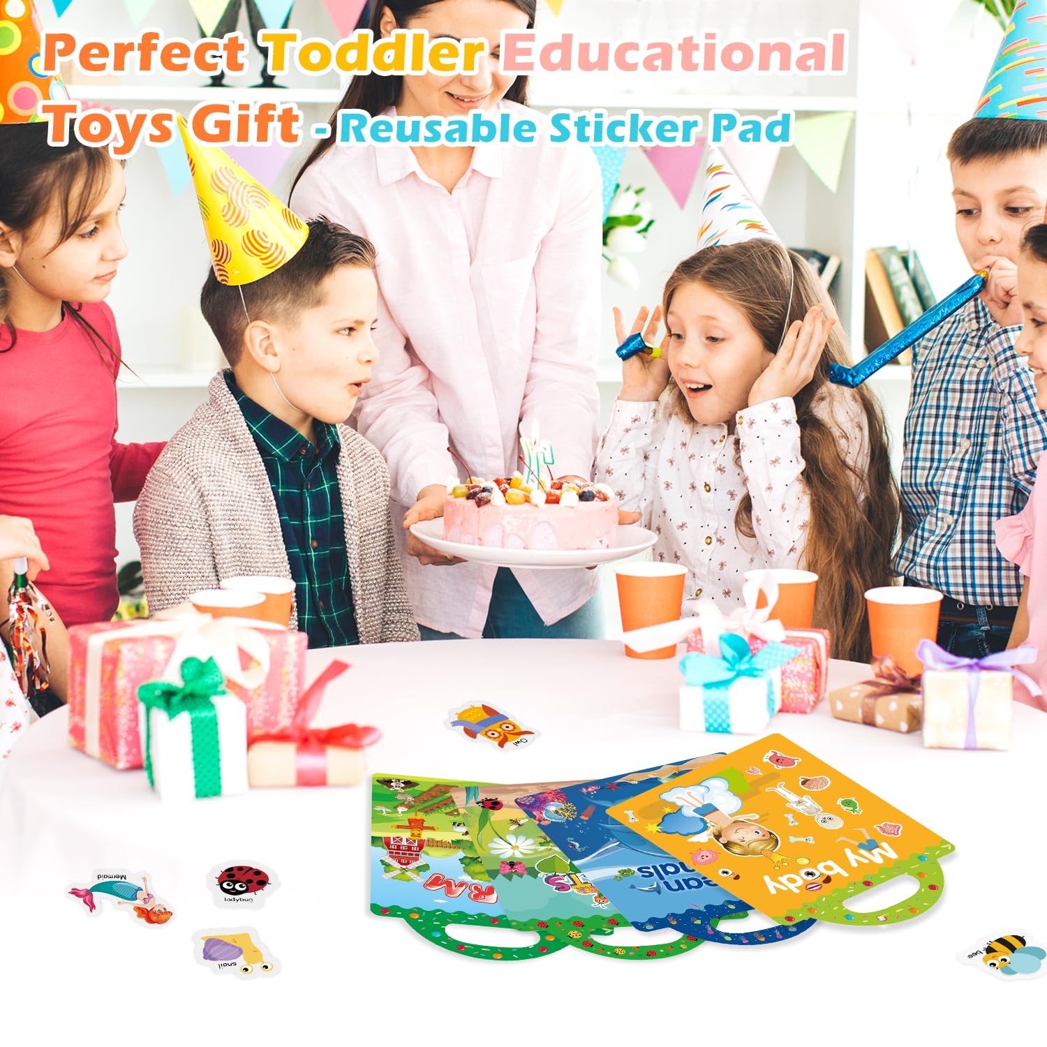 GUYUCOM 4-Pack Reusable Sticker Books for Kids - Educational DIY Arts & Crafts Toy Set 7