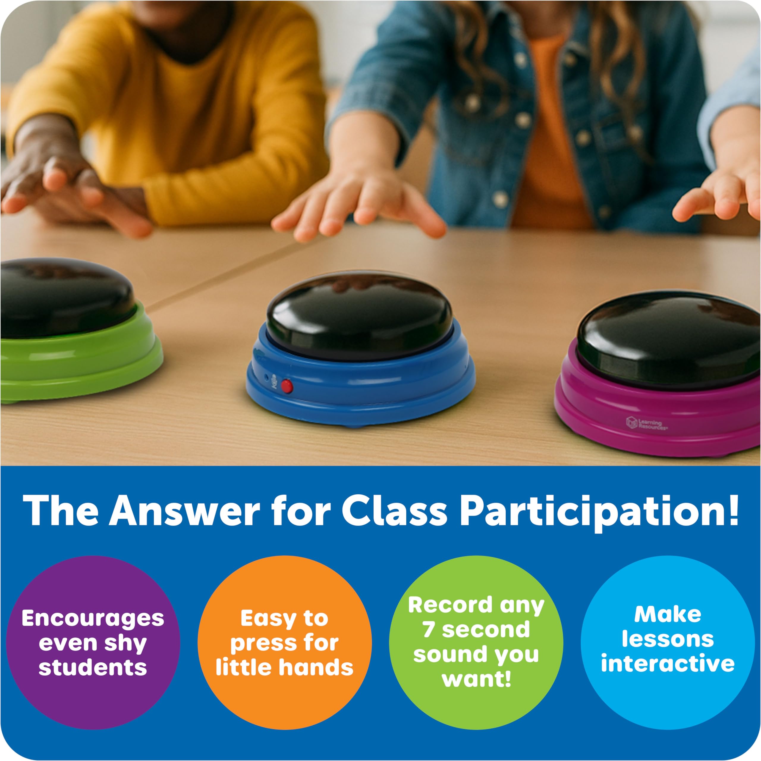 Learning Resources Recordable Answer Buzzers - 7-Second Sound Recording, 4-Color Set, Ages 3+ 11