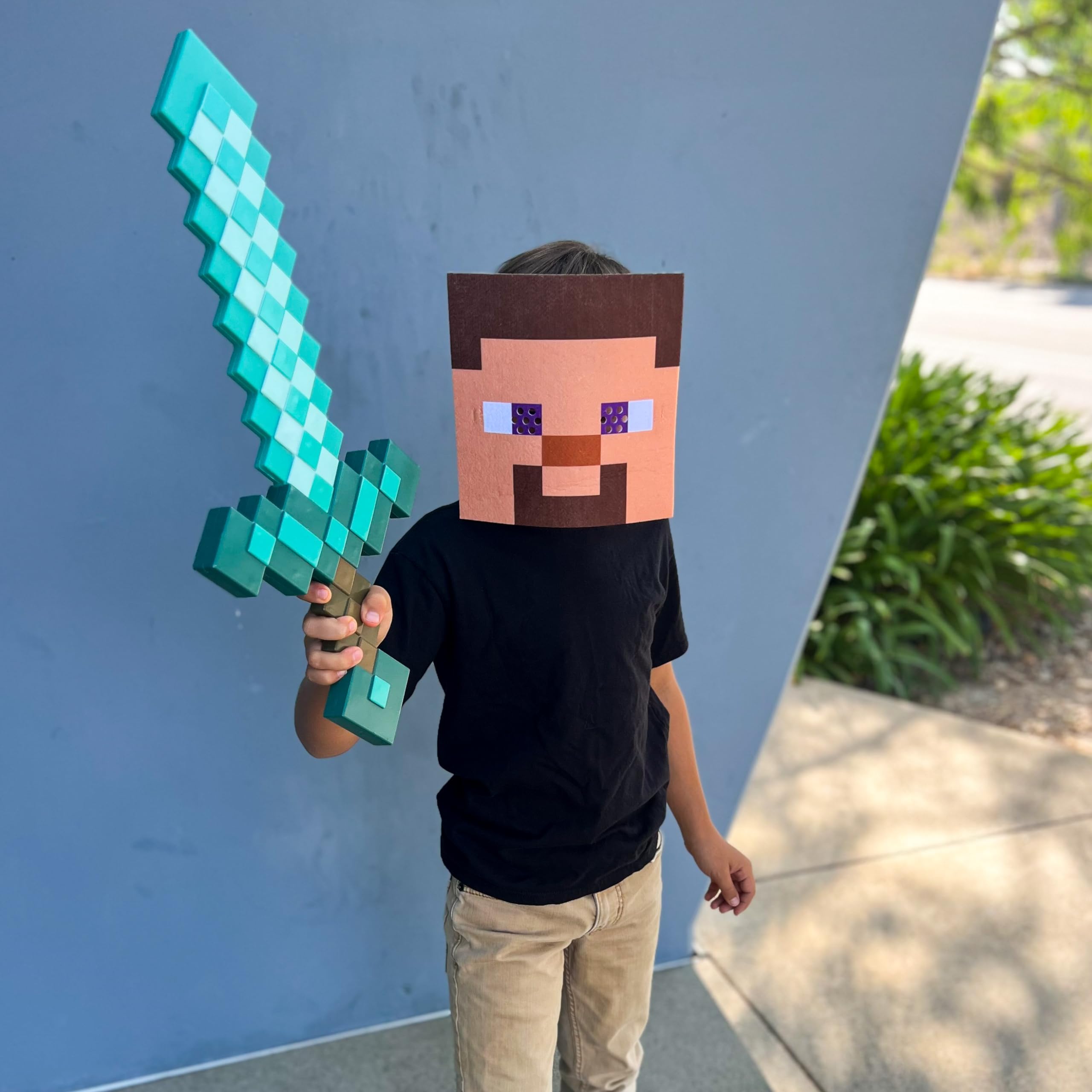 Disguise Minecraft Steve Mask and Diamond Sword Set - Kids Costume Accessories 4