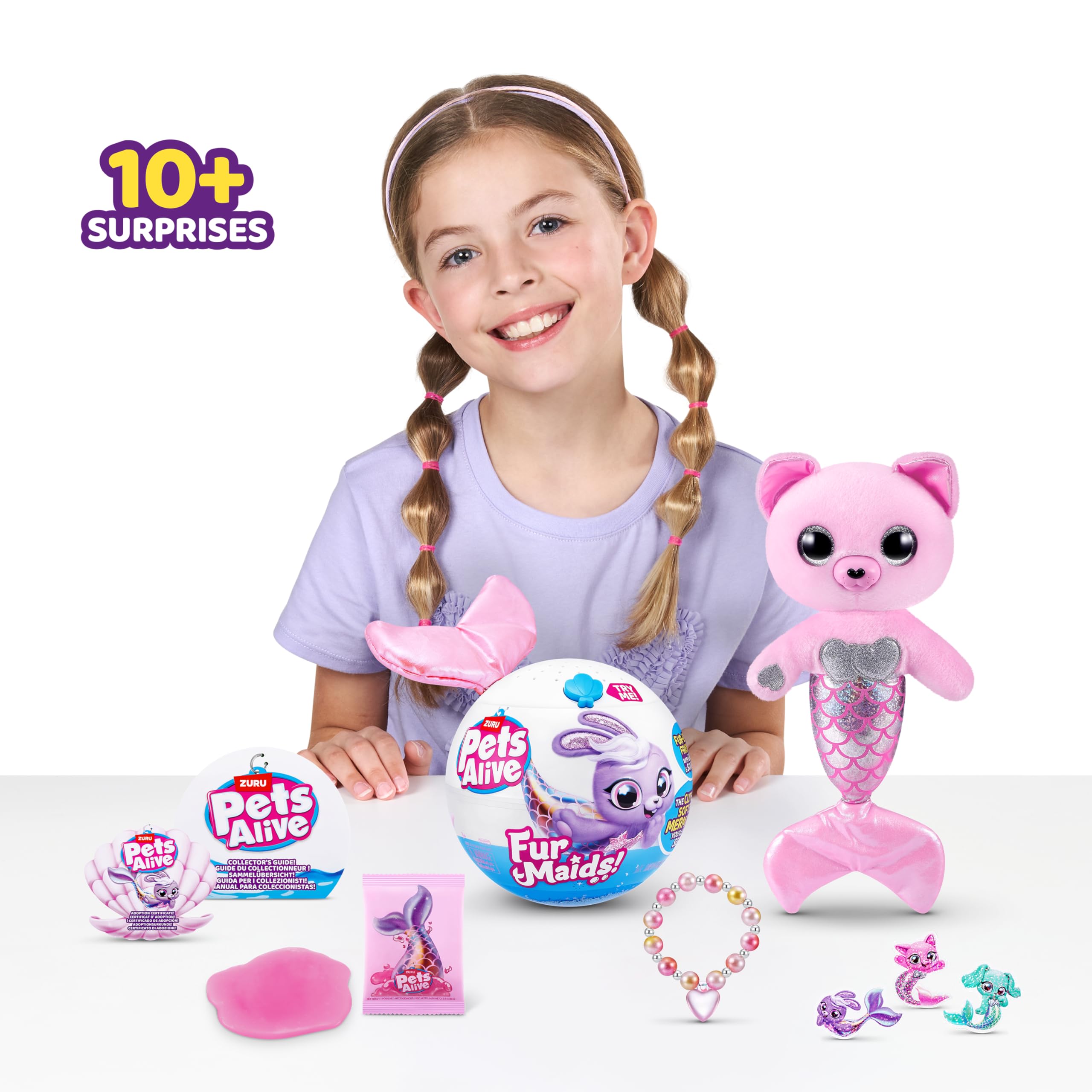 Pets Alive Furmaids by ZURU - Interactive Mermaid Plush with Lights, Sounds & Surprises (Pink Kitten) 8