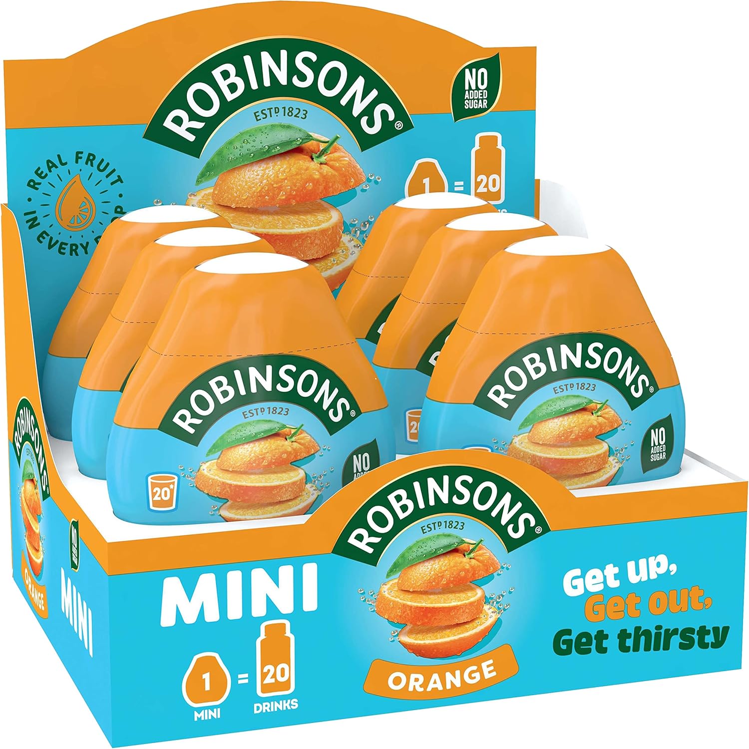 Robinsons Mini No Added Sugar Low Calorie Orange Flavour Concentrate - 6 Pack (66ml Each) 7