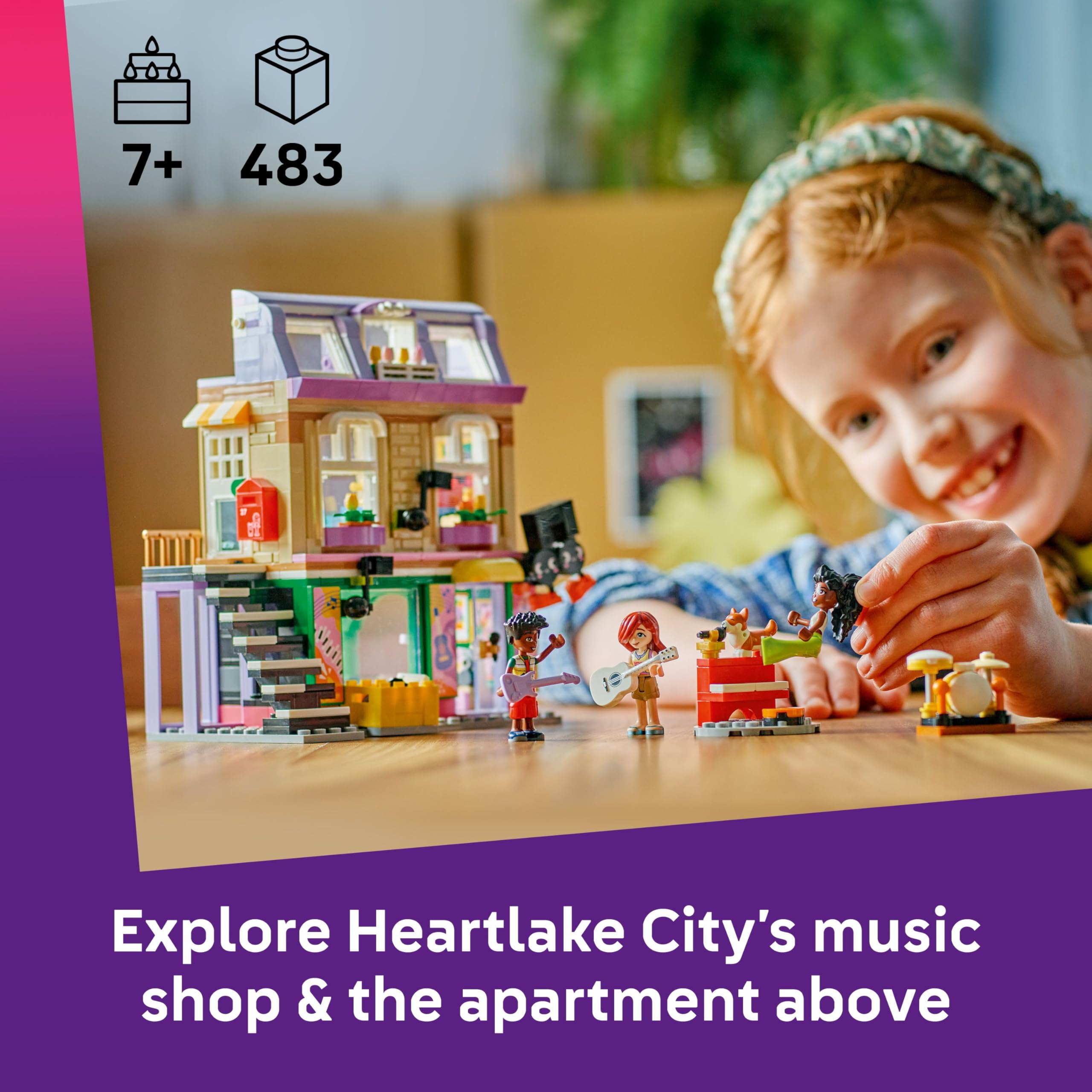 LEGO Friends Music Shop & Apartment Set 42653 - 3 Minidolls, Corgi, Music Accessories | Age 7+
