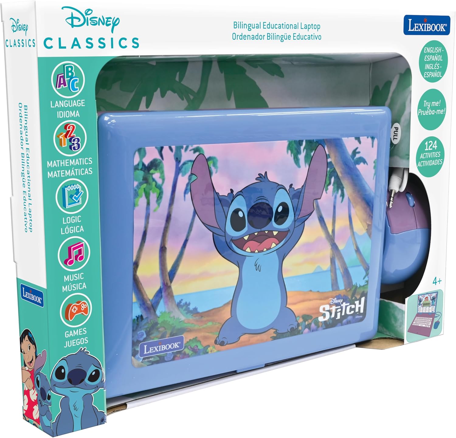 Lexibook Disney Stitch Bilingual Educational Laptop - 124 Activities for Ages 4+ 5